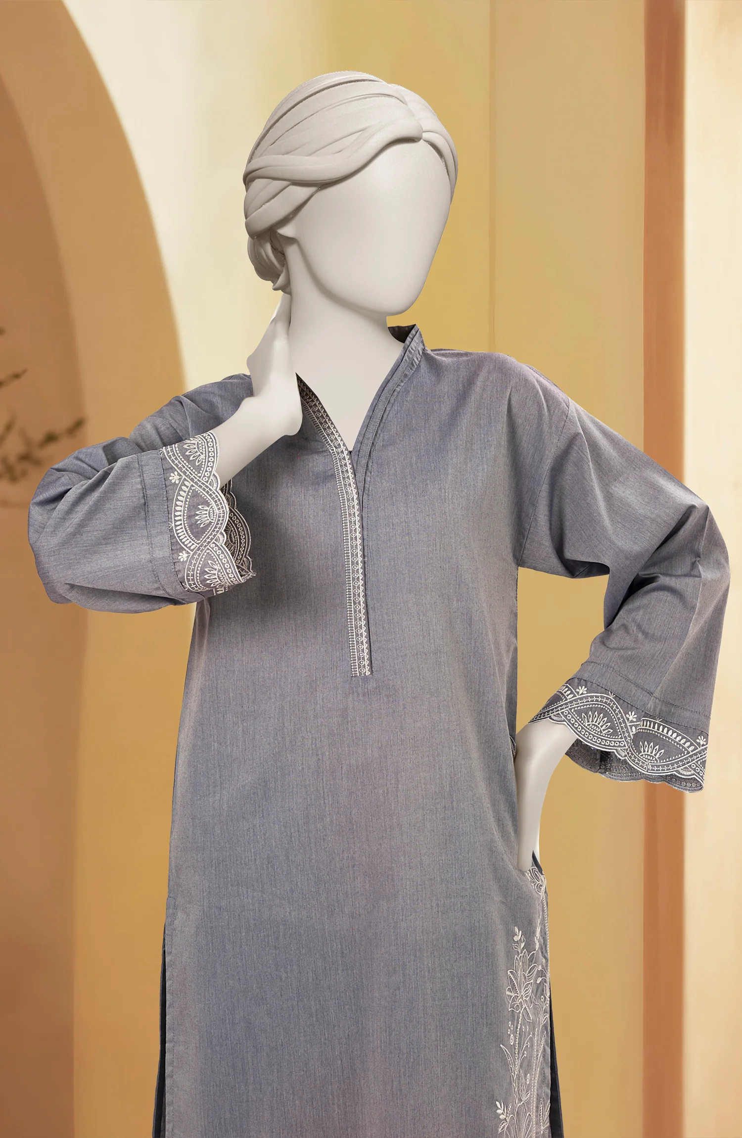 EMBROIDERED CHAMBRAY STITCHED 2 PIECE - Image 2