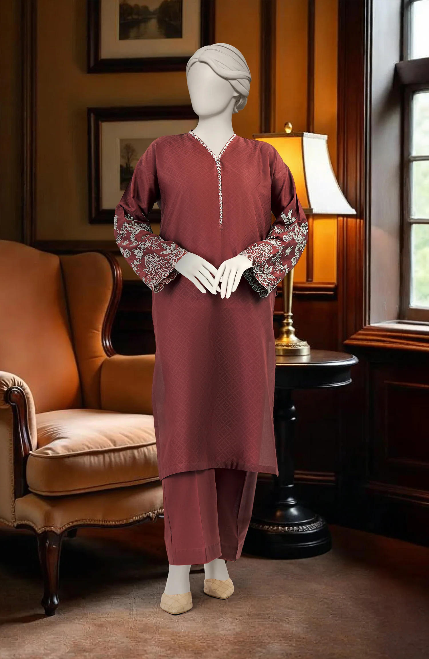 EMBROIDERED JACQUARD STITCHED 2 PIECE
