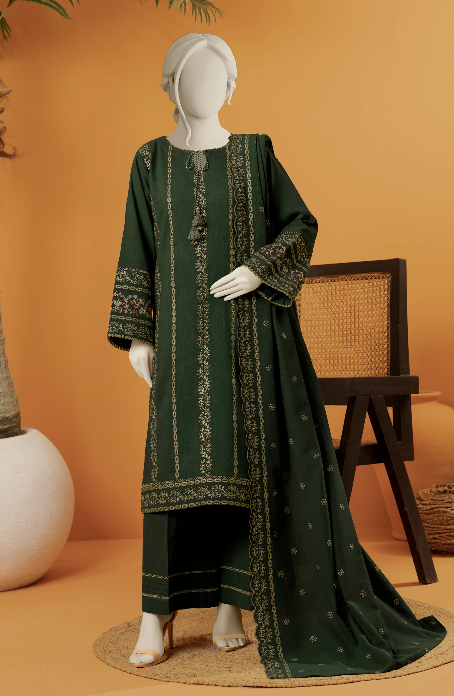 EMBROIDERED KHADDAR 3PCS UNSTITCHED - Image 2
