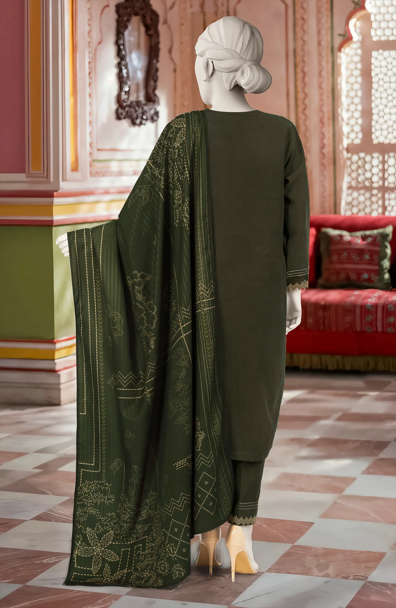EMBROIDERED KHADDAR 3PCS UNSTITCHED - Image 4