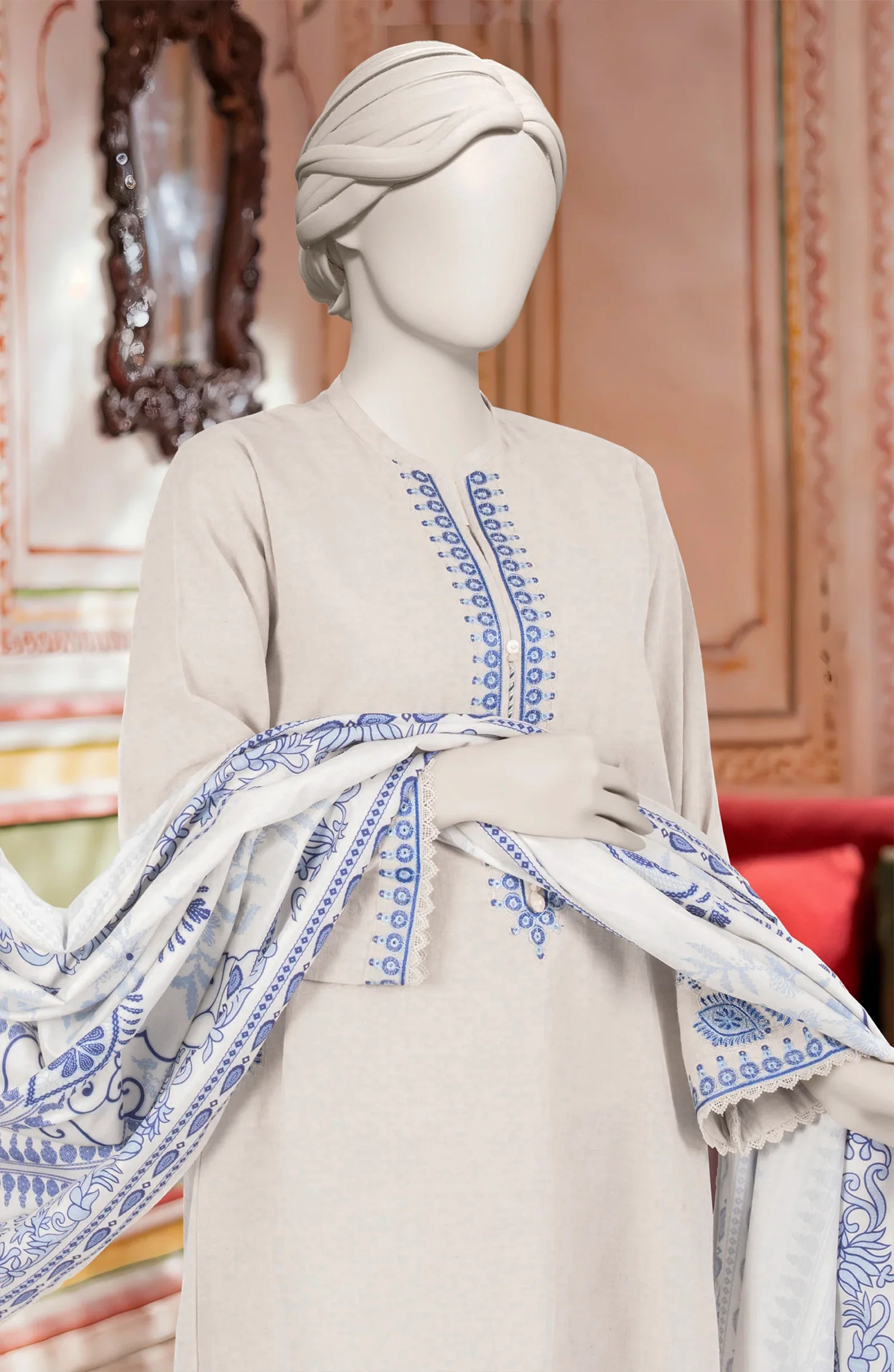EMBROIDERED KHADDAR 3PCS UNSTITCHED - Image 3