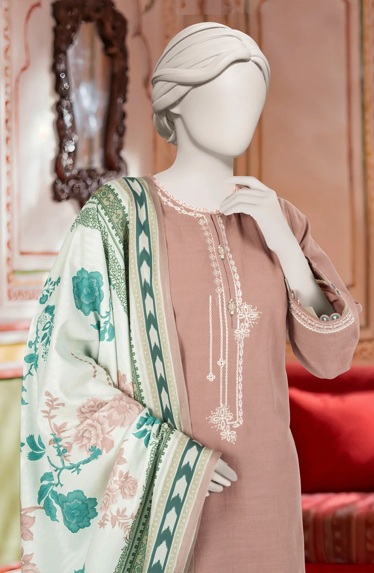 EMBROIDERED KHADDAR 3PCS UNSTITCHED - Image 2