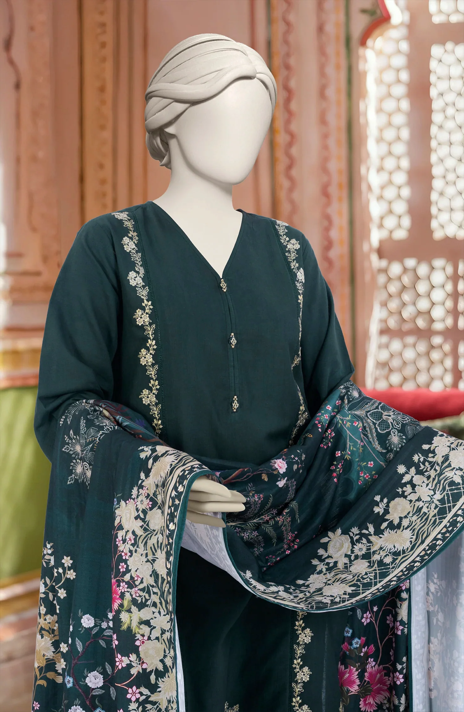 EMBROIDERED KHADDAR 3PCS UNSTITCHED - Image 2