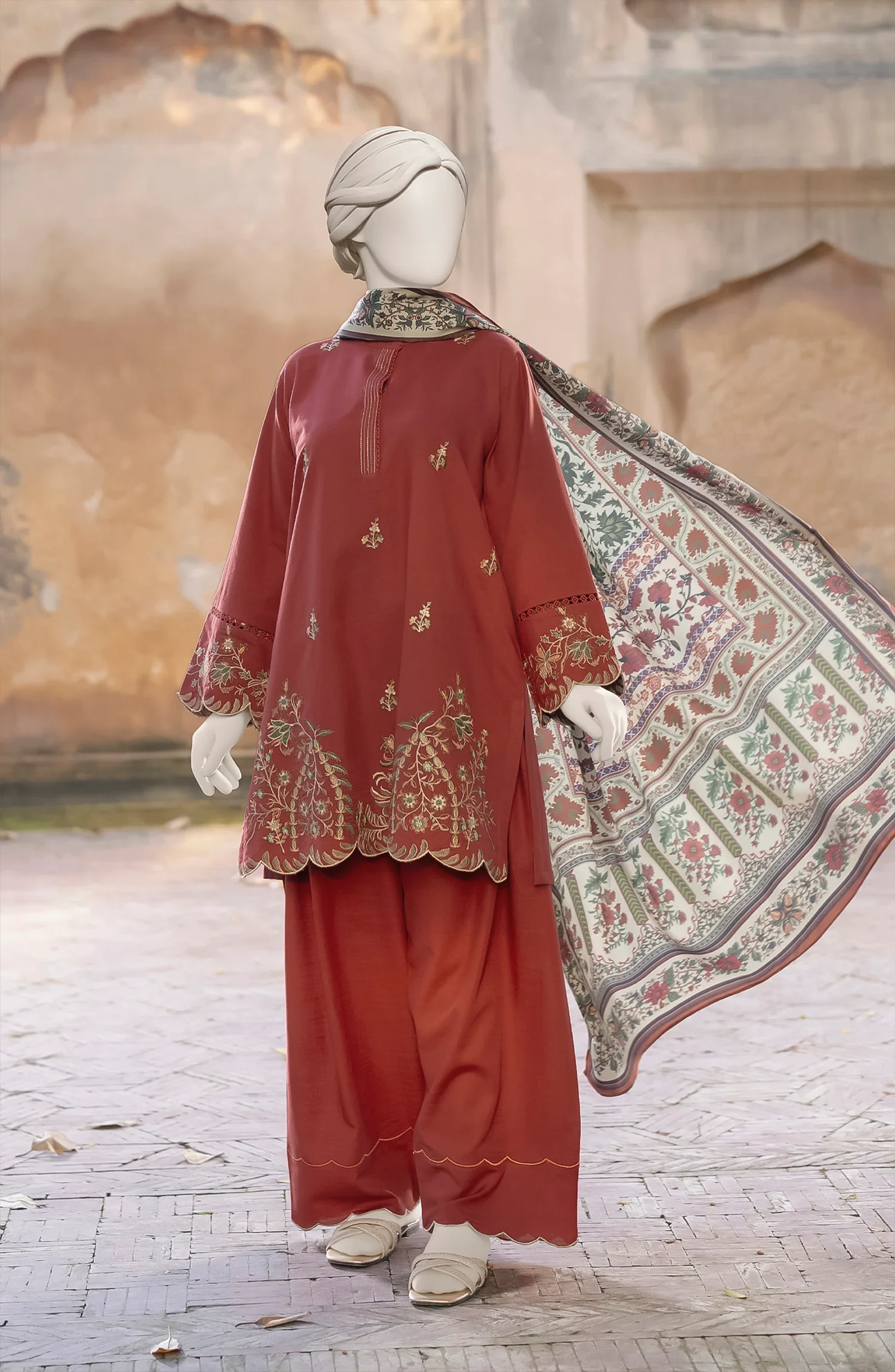 EMBROIDERED KHADDAR 3PCS UNSTITCHED - Image 3