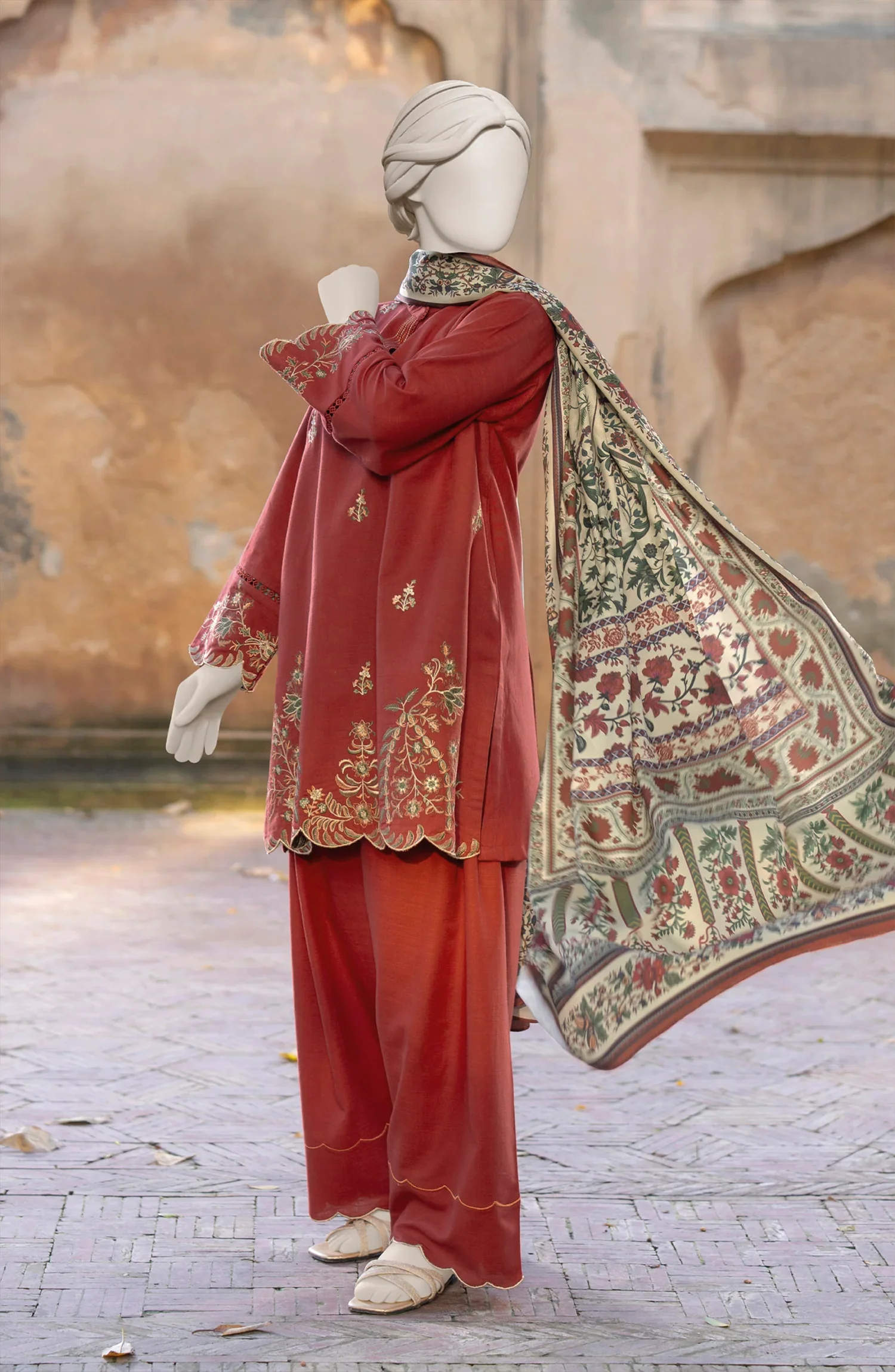 EMBROIDERED KHADDAR 3PCS UNSTITCHED - Image 6