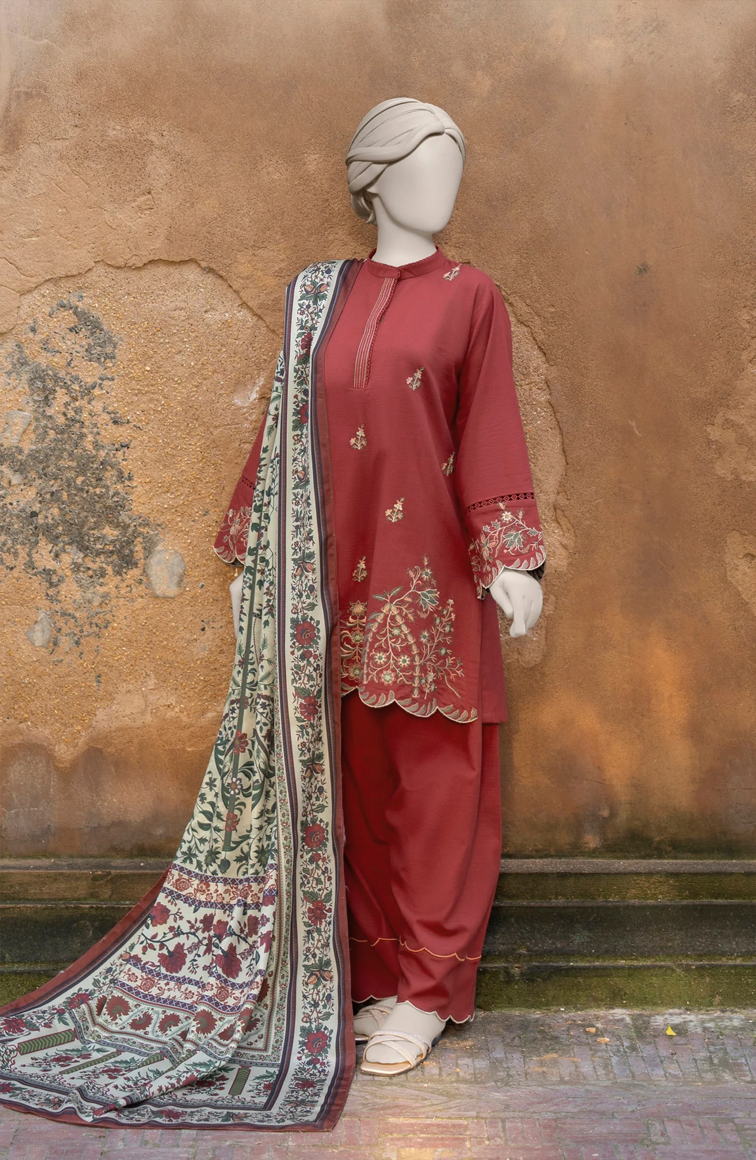 EMBROIDERED KHADDAR 3PCS UNSTITCHED - Image 7