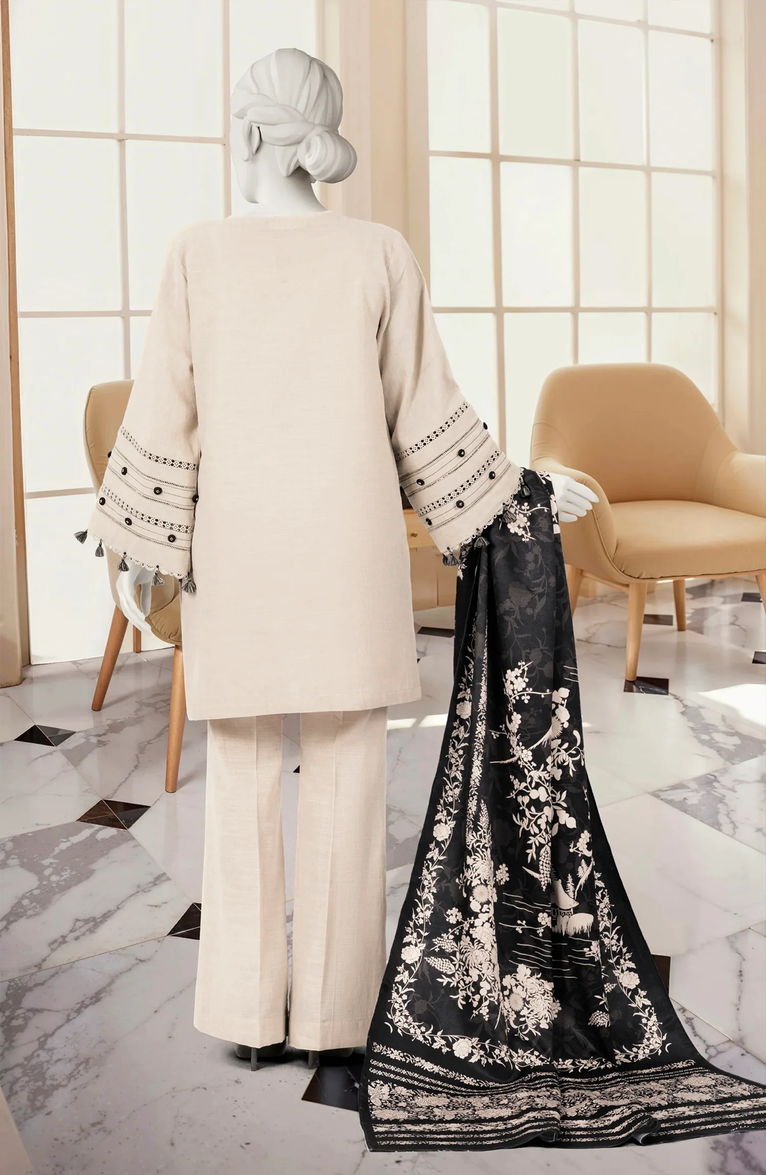EMBROIDERED KHADDAR 3PCS UNSTITCHED - Image 3