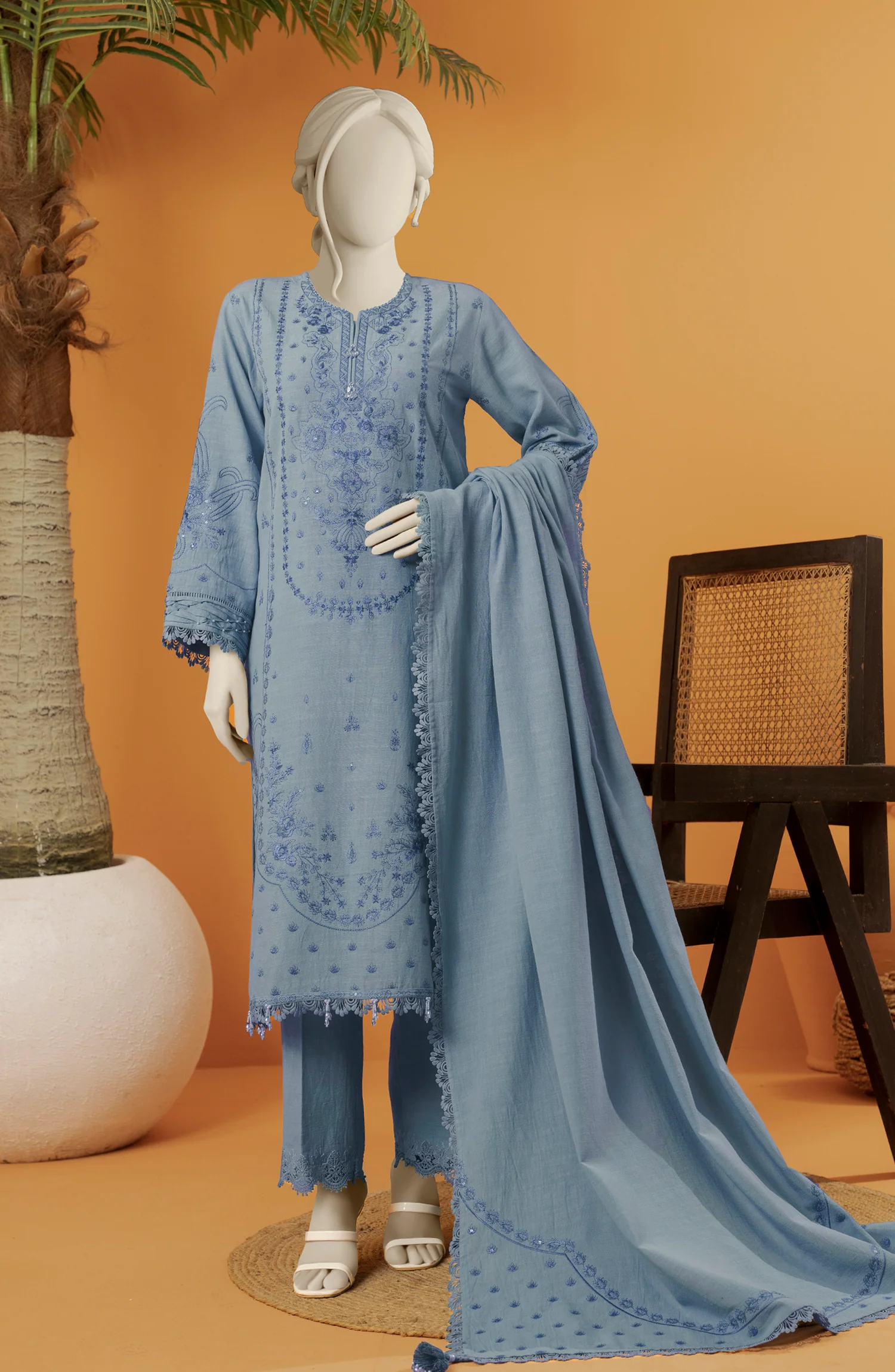 EMBROIDERED KHADDAR 3PCS UNSTITCHED - Image 3