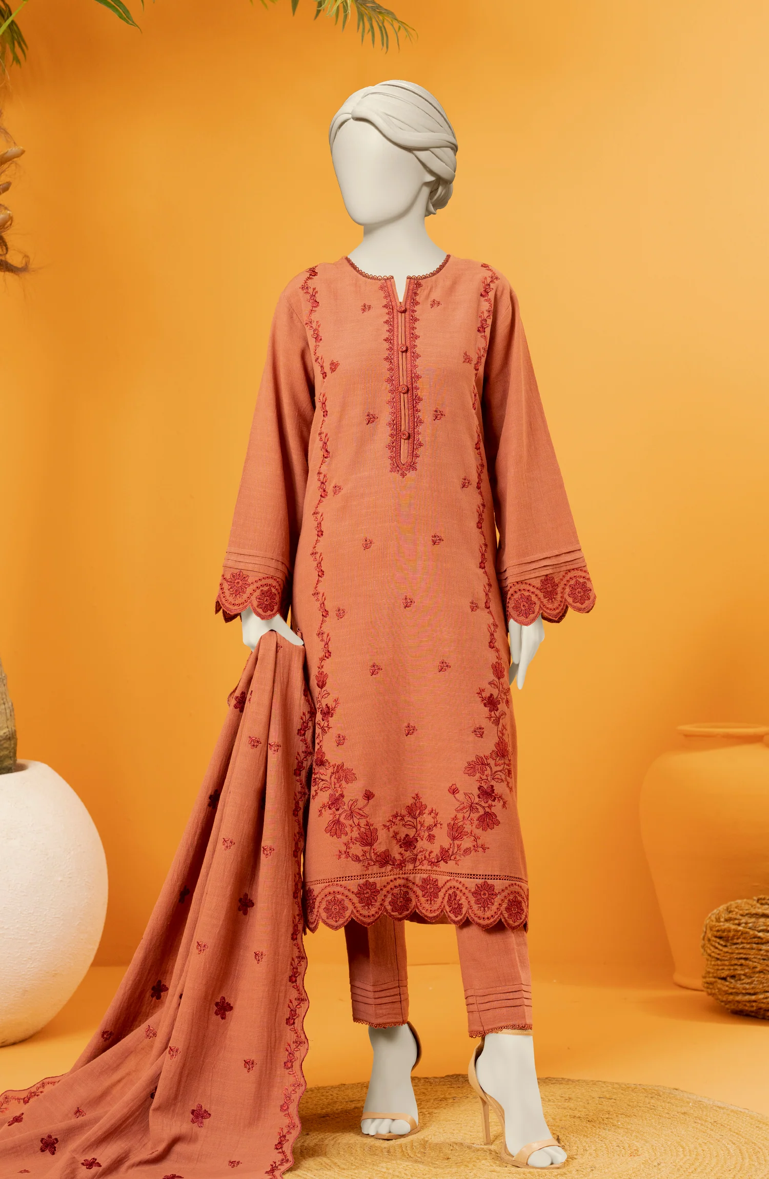 EMBROIDERED KHADDAR 3PCS UNSTITCHED - Image 6