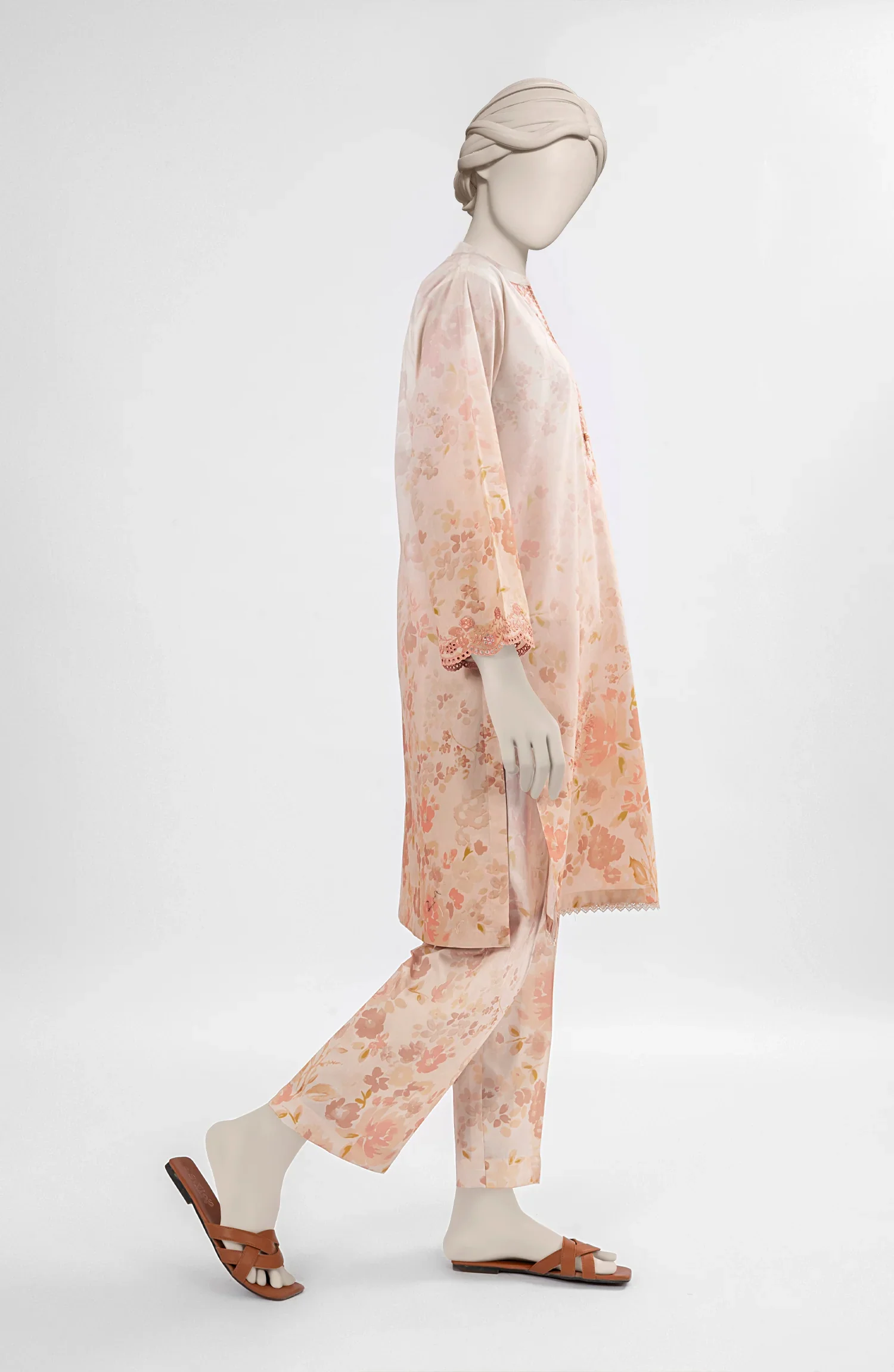 EMBROIDERED PRINTED CAMBRIC STITCHED 2 PIECE - Image 5