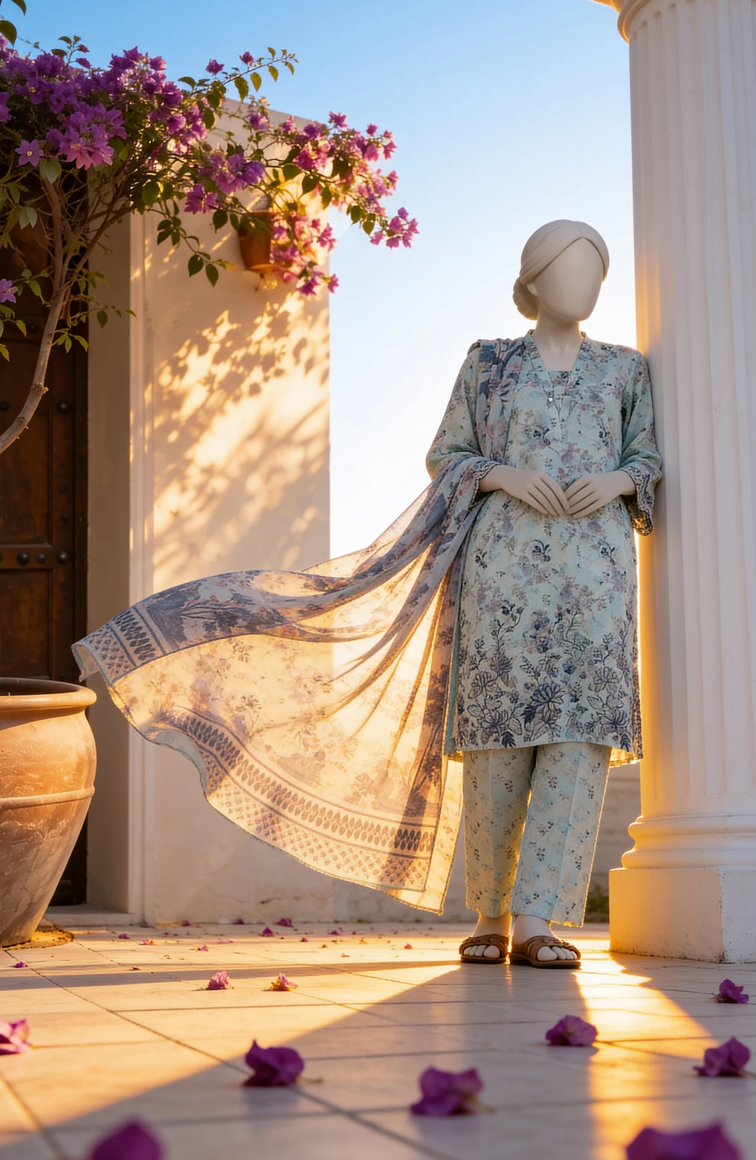EMBROIDERED PRINTED CAMBRIC STITCHED 3 PIECE - Image 2
