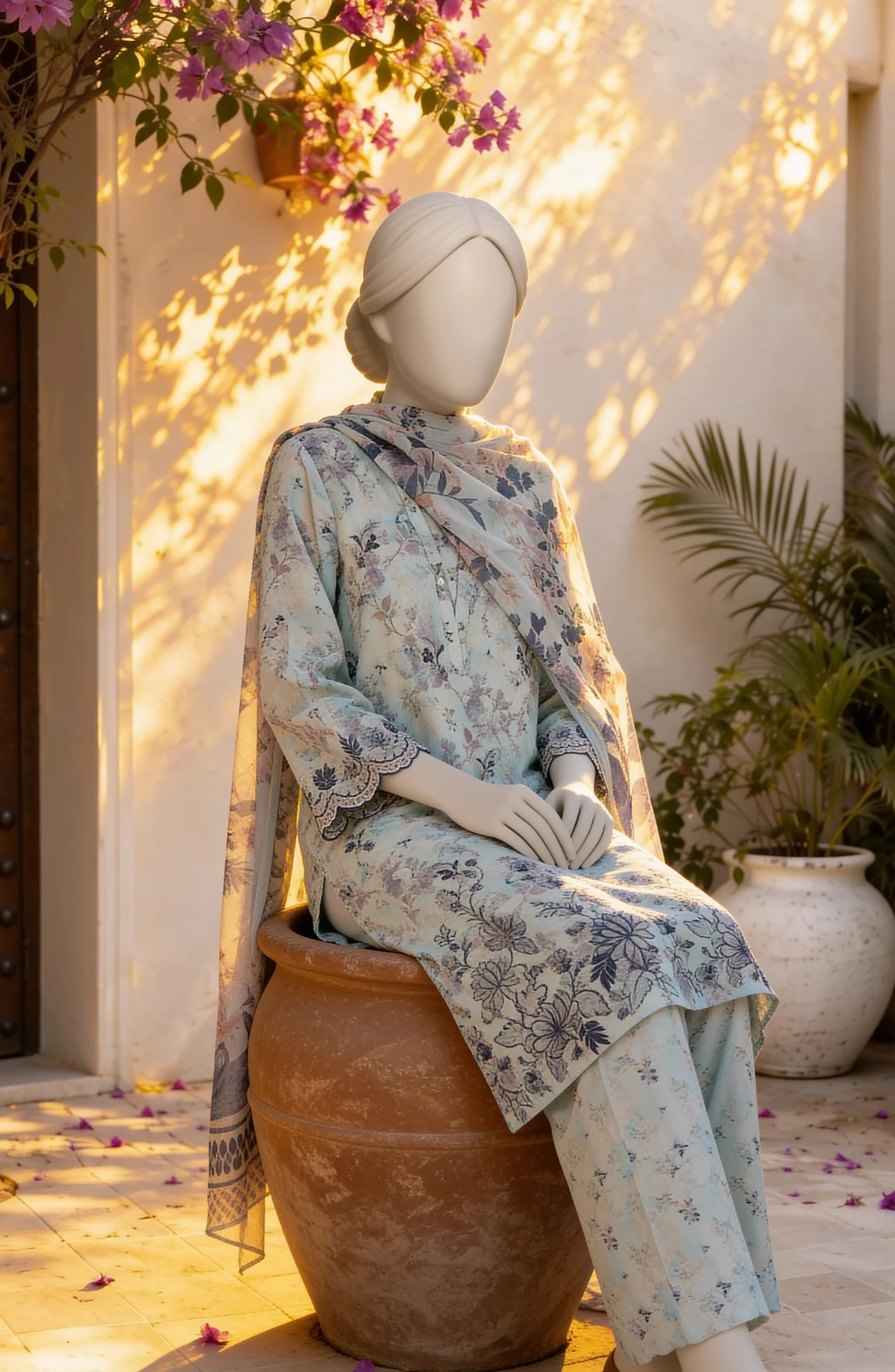 EMBROIDERED PRINTED CAMBRIC STITCHED 3 PIECE - Image 6
