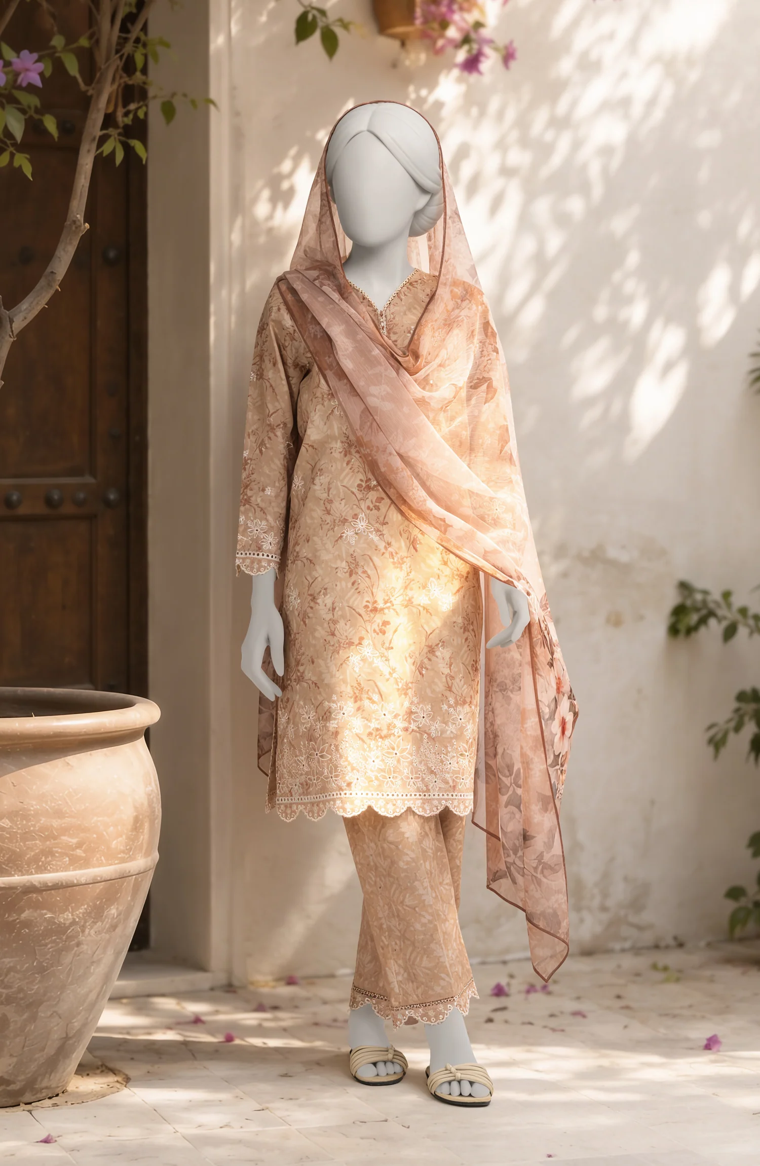 EMBROIDERED PRINTED CAMBRIC STITCHED 3 PIECE - Image 3