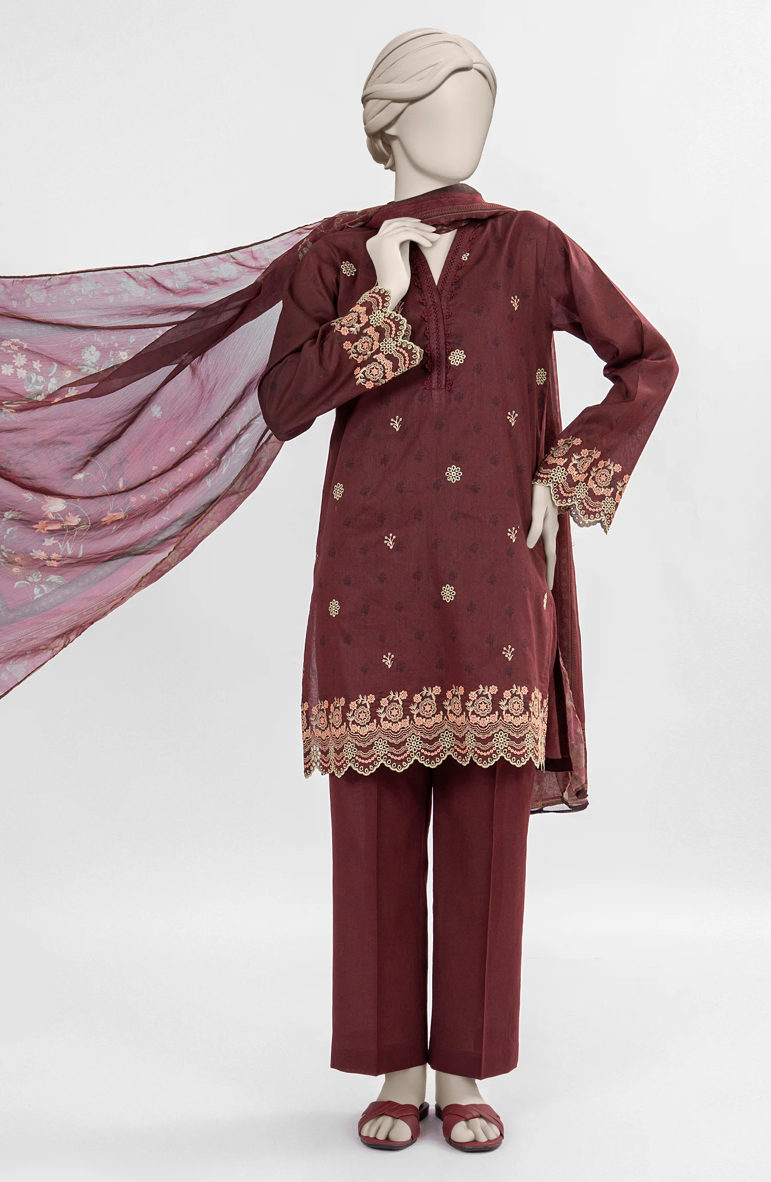 EMBROIDERED PRINTED LAWN 3PCS UNSTITCHED - Image 4