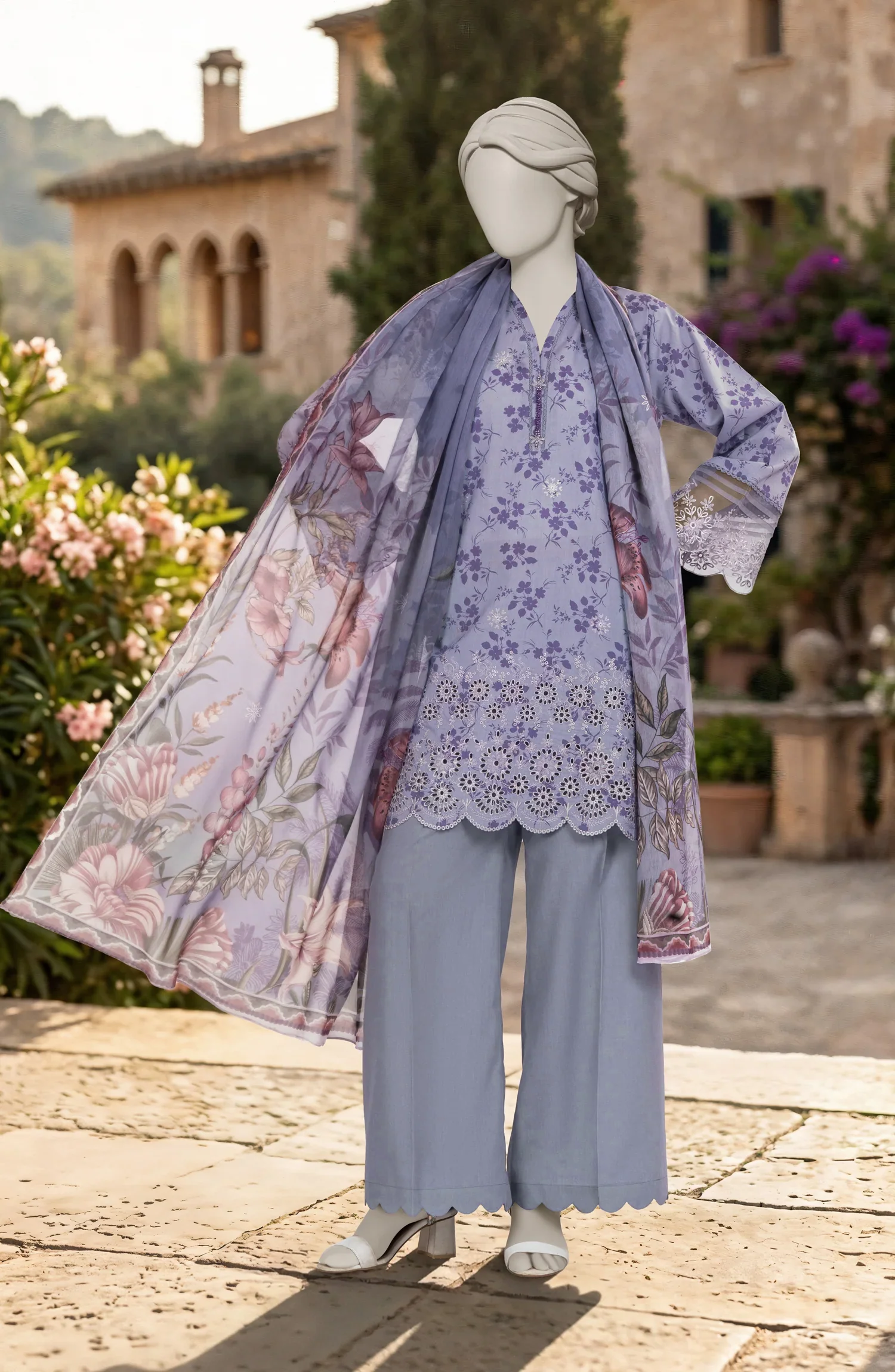 EMBROIDERED PRINTED LAWN 3PCS UNSTITCHED - Image 2