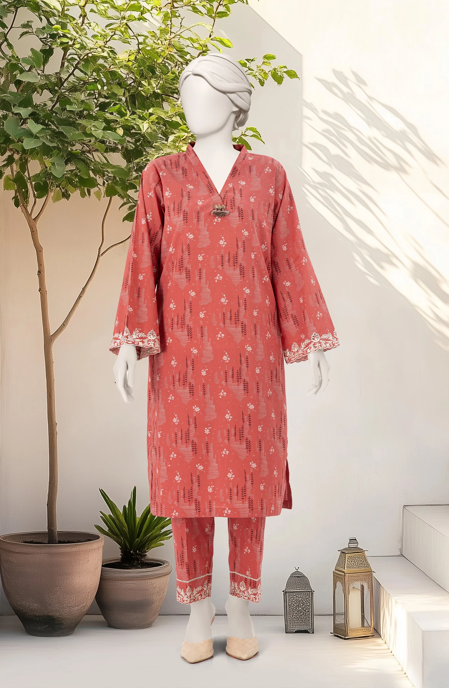 EMBROIDERED PRINTED LAWN STITCHED 2 PIECE