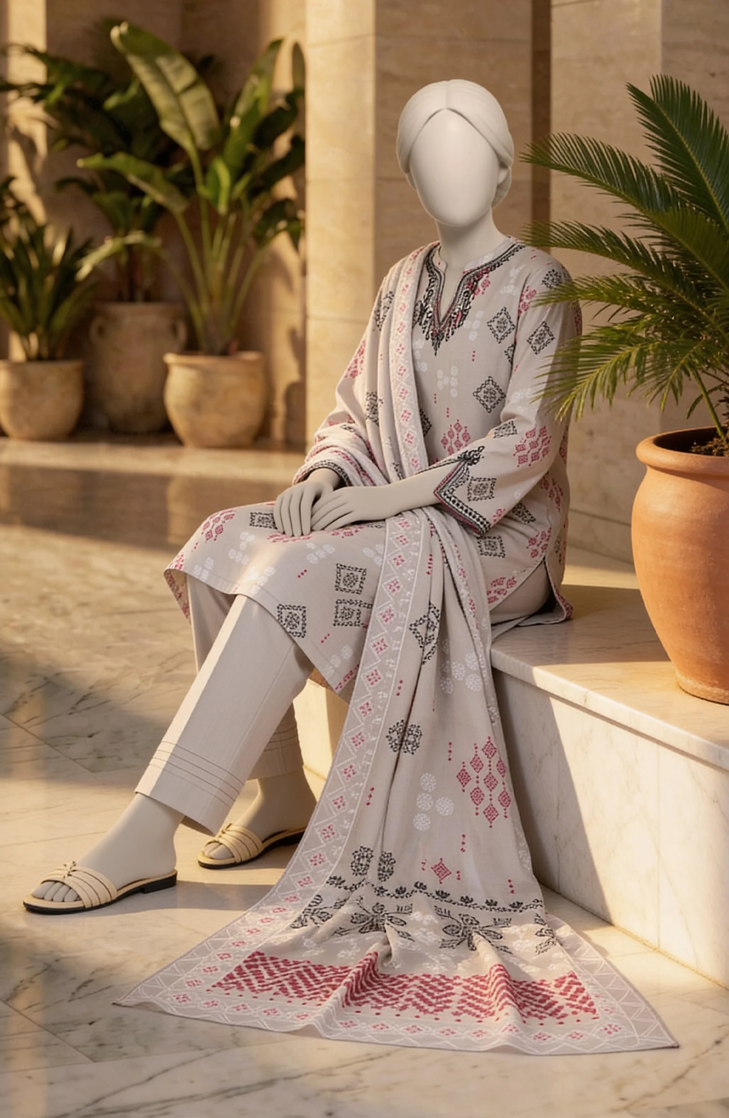 EMBROIDERED PRINTED LAWN STITCHED 3 PIECE - Image 4