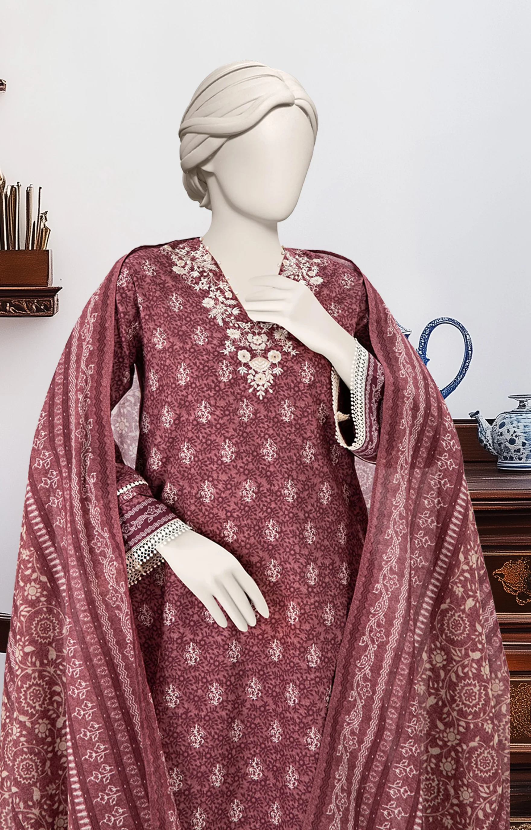 EMBROIDERED PRINTED LAWN STITCHED 3 PIECE - Image 2