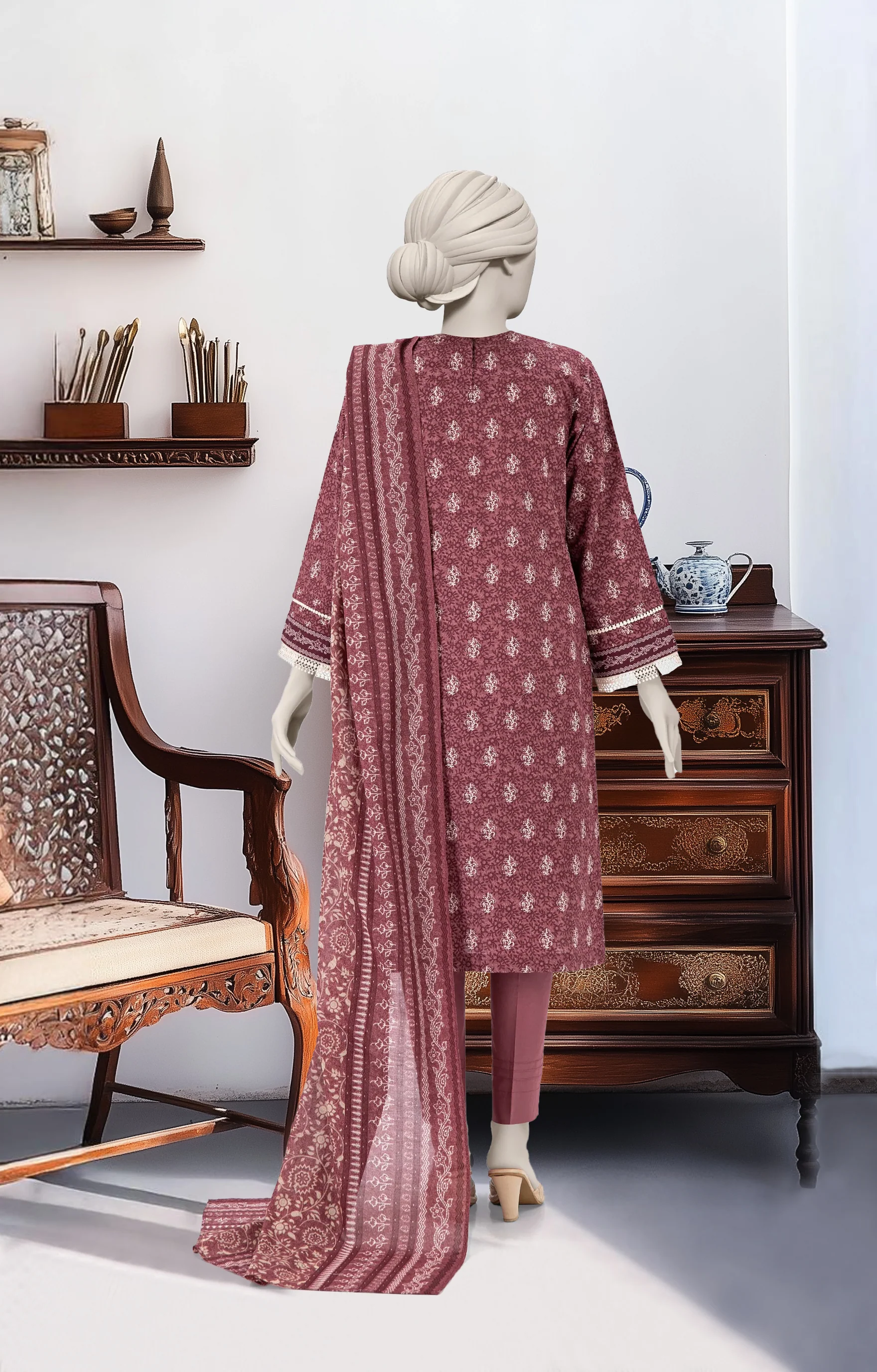EMBROIDERED PRINTED LAWN STITCHED 3 PIECE - Image 3