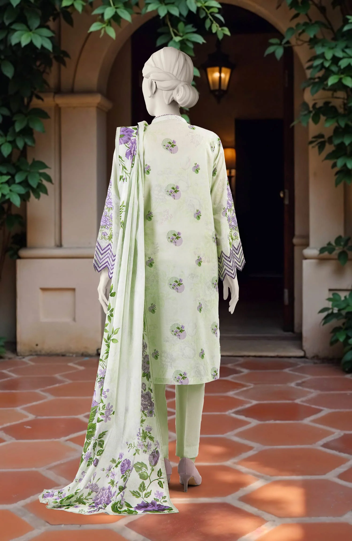 EMBROIDERED PRINTED LAWN STITCHED 3 PIECE - Image 3