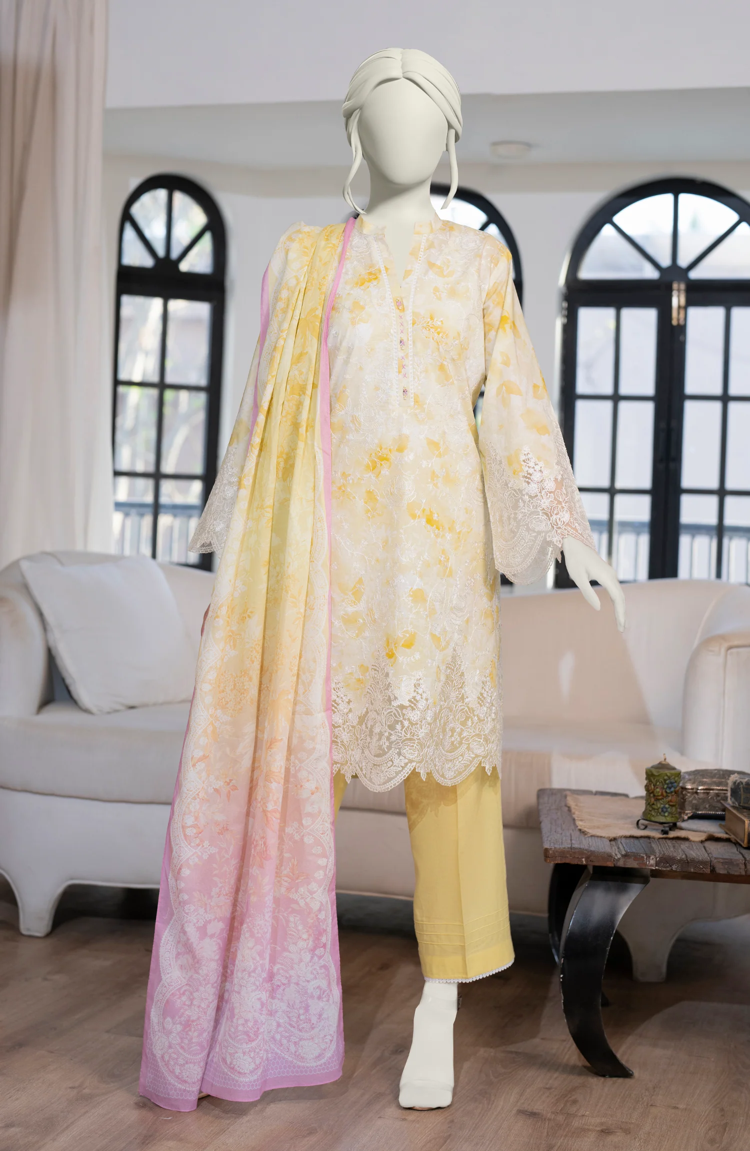 EMBROIDERED PRINTED LAWN STITCHED 3 PIECE