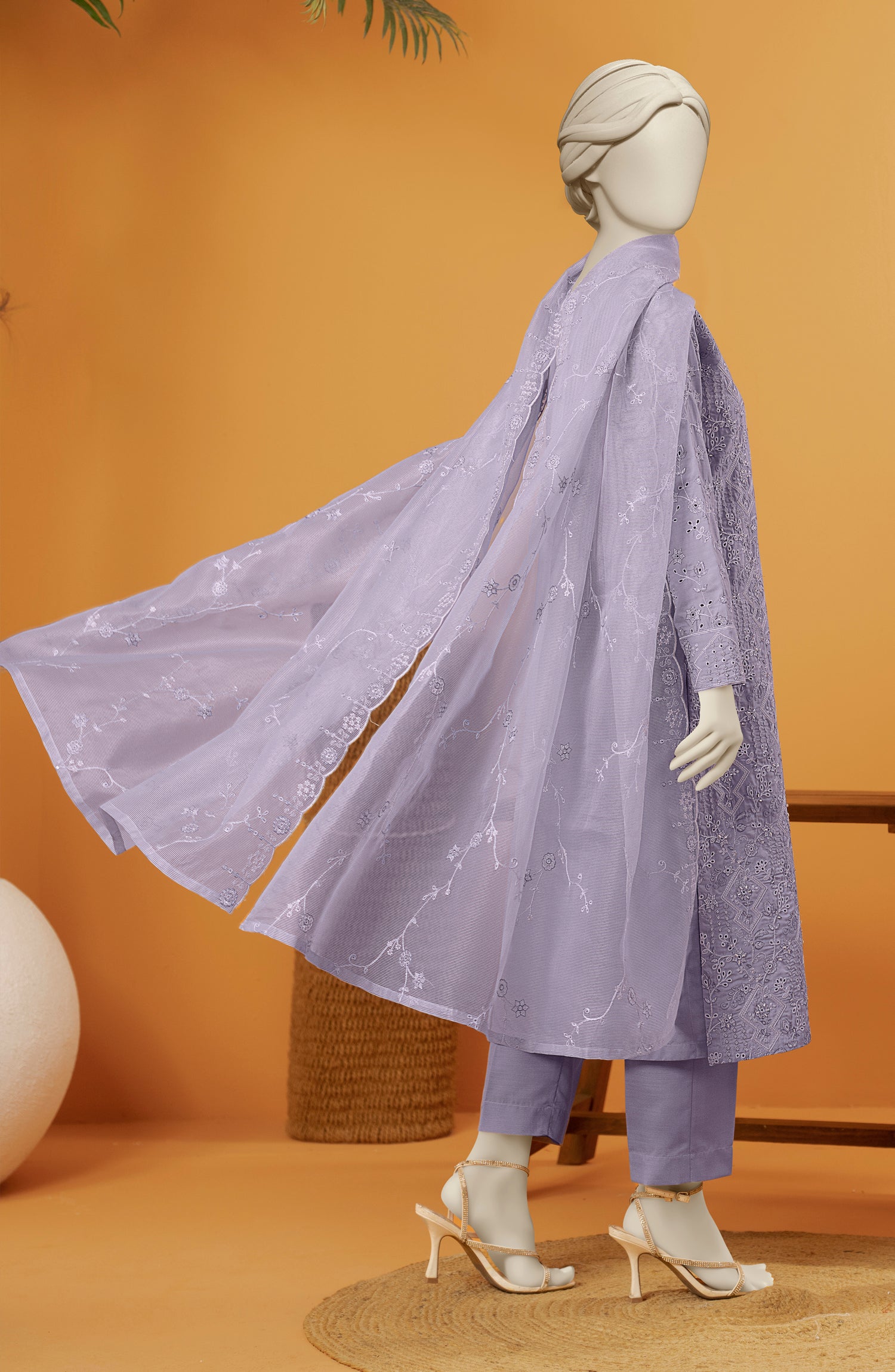 EMBROIDERED RAW SILK 3 PCS UNSTITCHED - Image 6