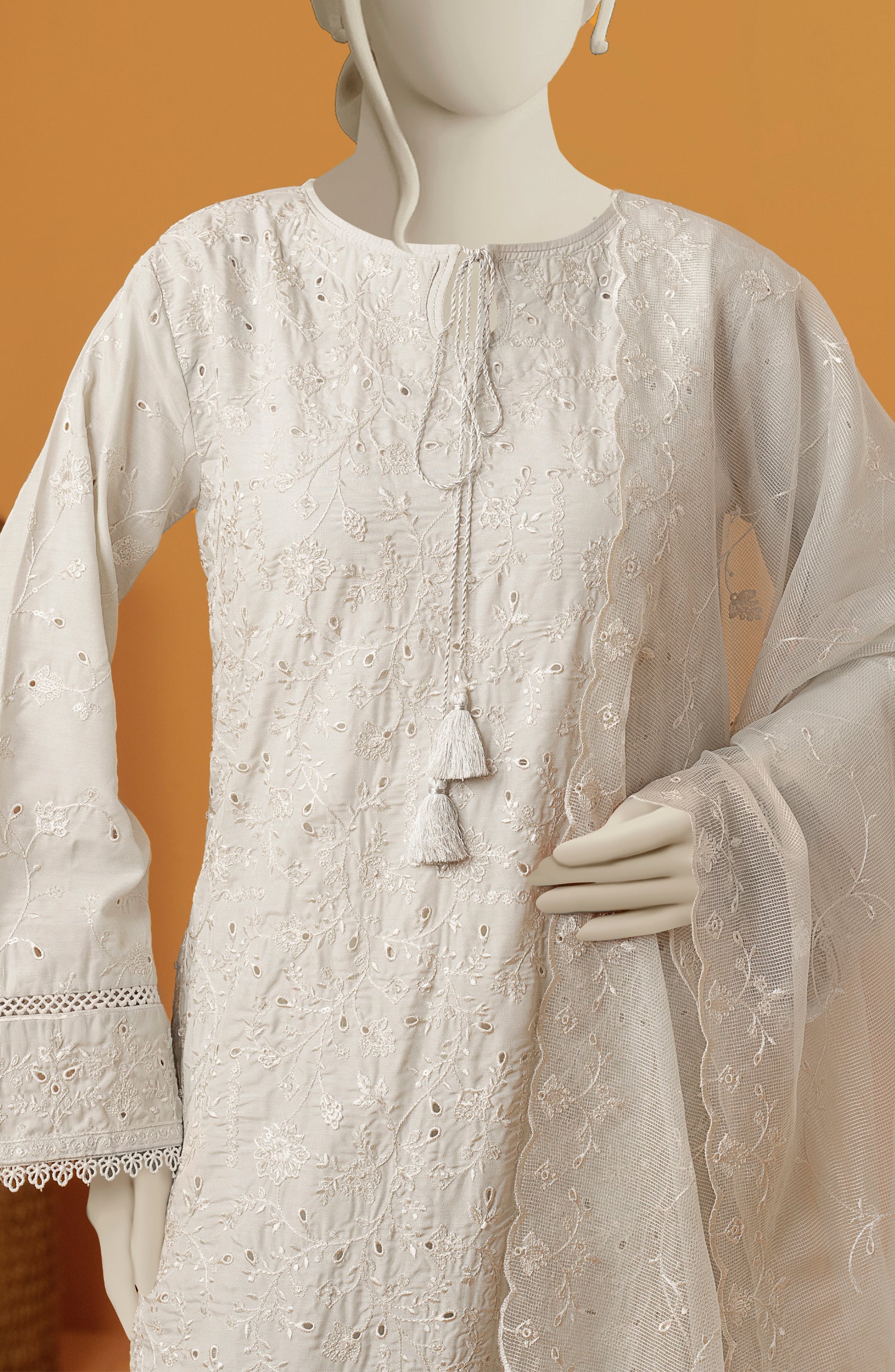 EMBROIDERED RAW SILK 3 PCS UNSTITCHED - Image 2