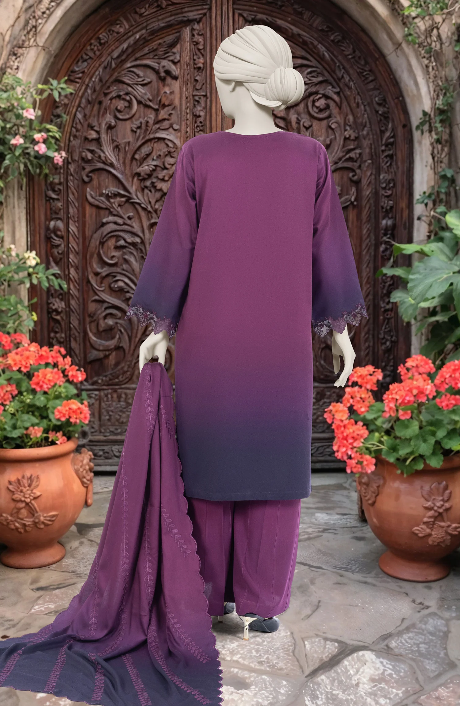 EMBROIDERED TWILL VISCOSE 3 PCS UNSTITCHED - Image 6