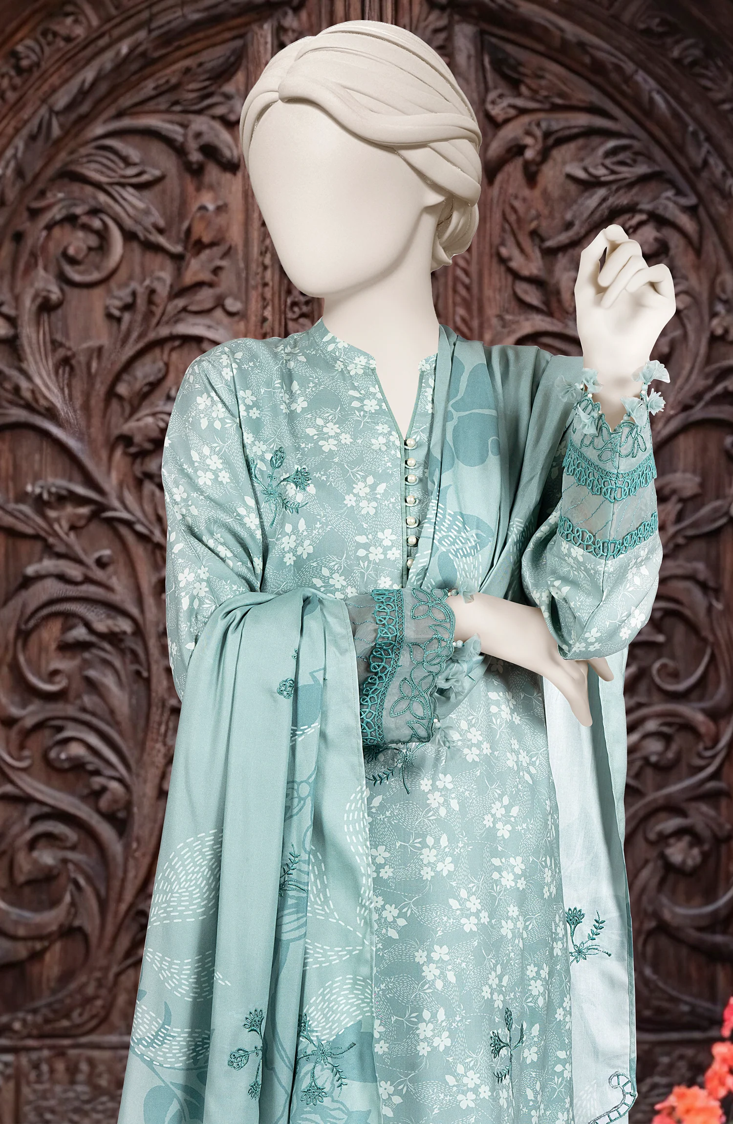 EMBROIDERED TWILL VISCOSE 3 PCS UNSTITCHED - Image 2