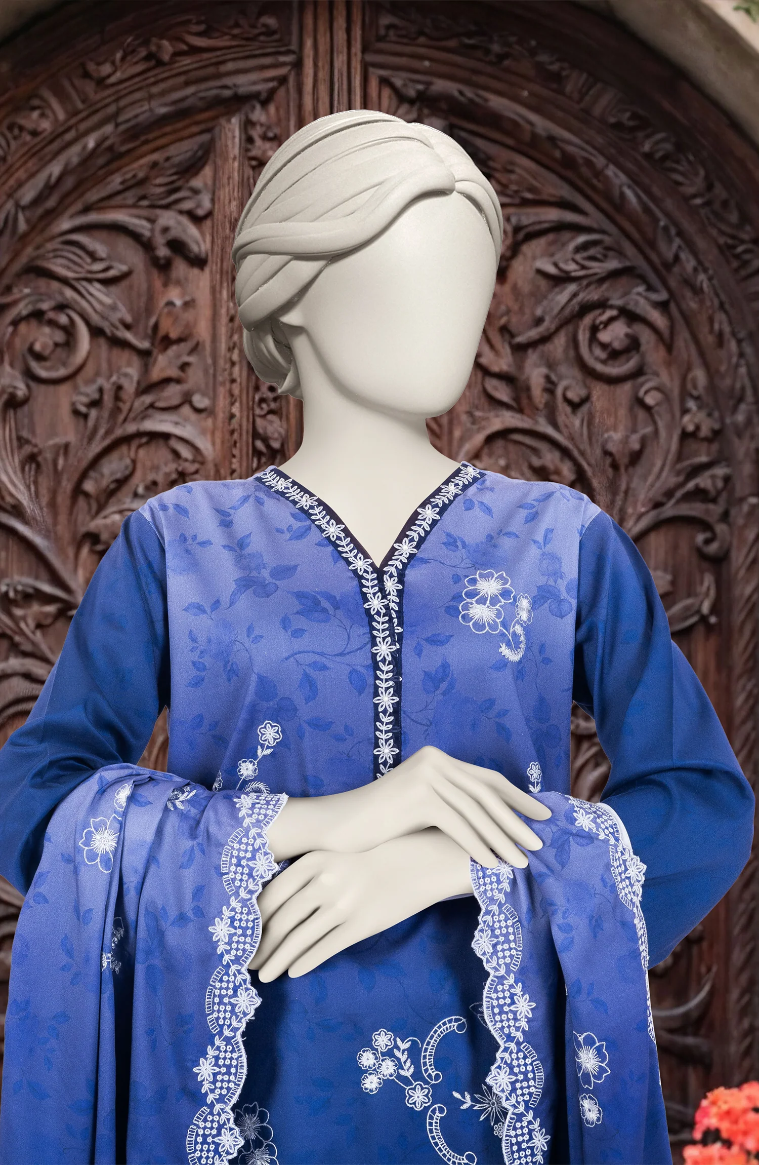 EMBROIDERED TWILL VISCOSE 3 PCS UNSTITCHED - Image 2