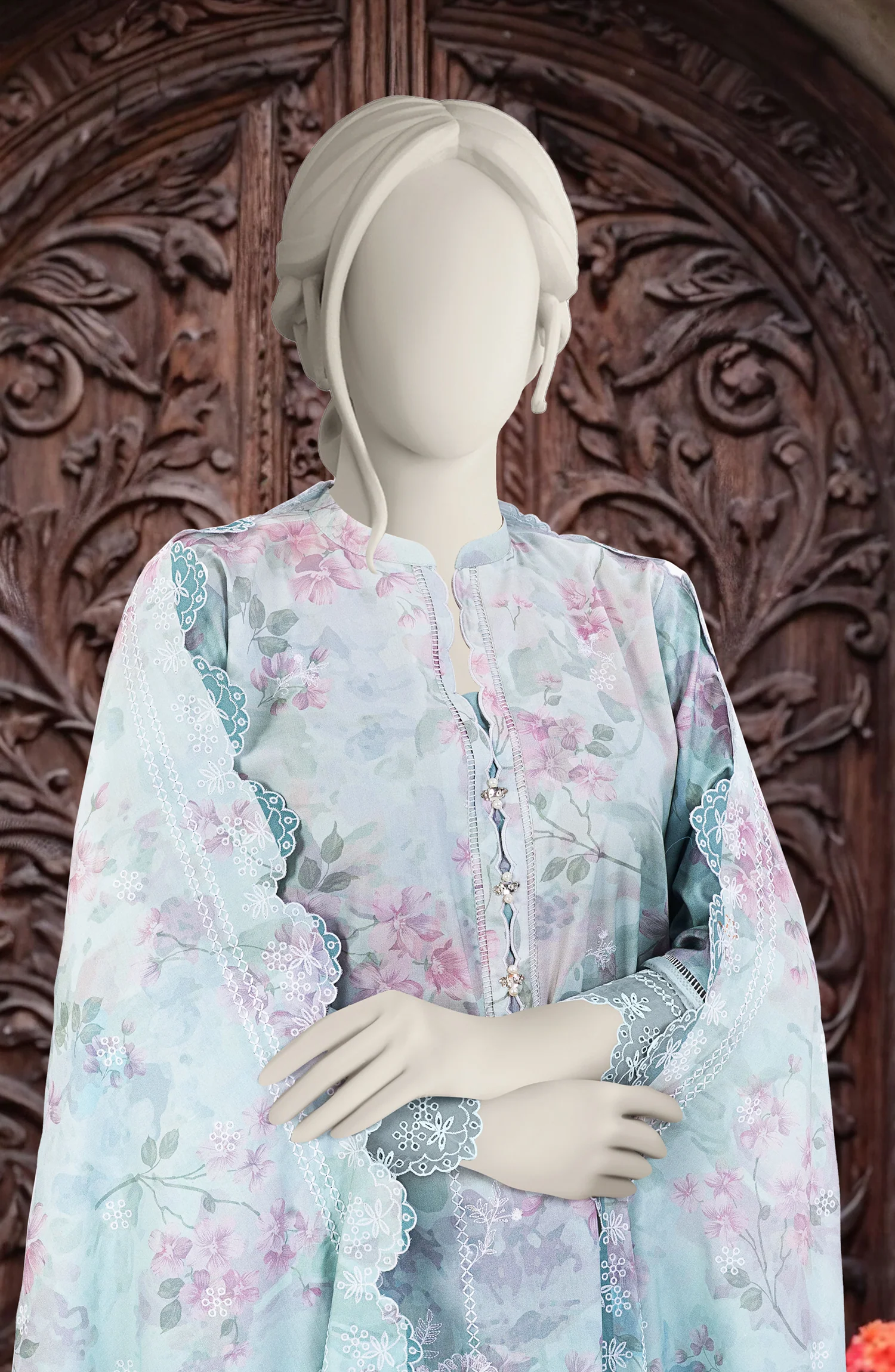 EMBROIDERED TWILL VISCOSE 3 PCS UNSTITCHED - Image 2