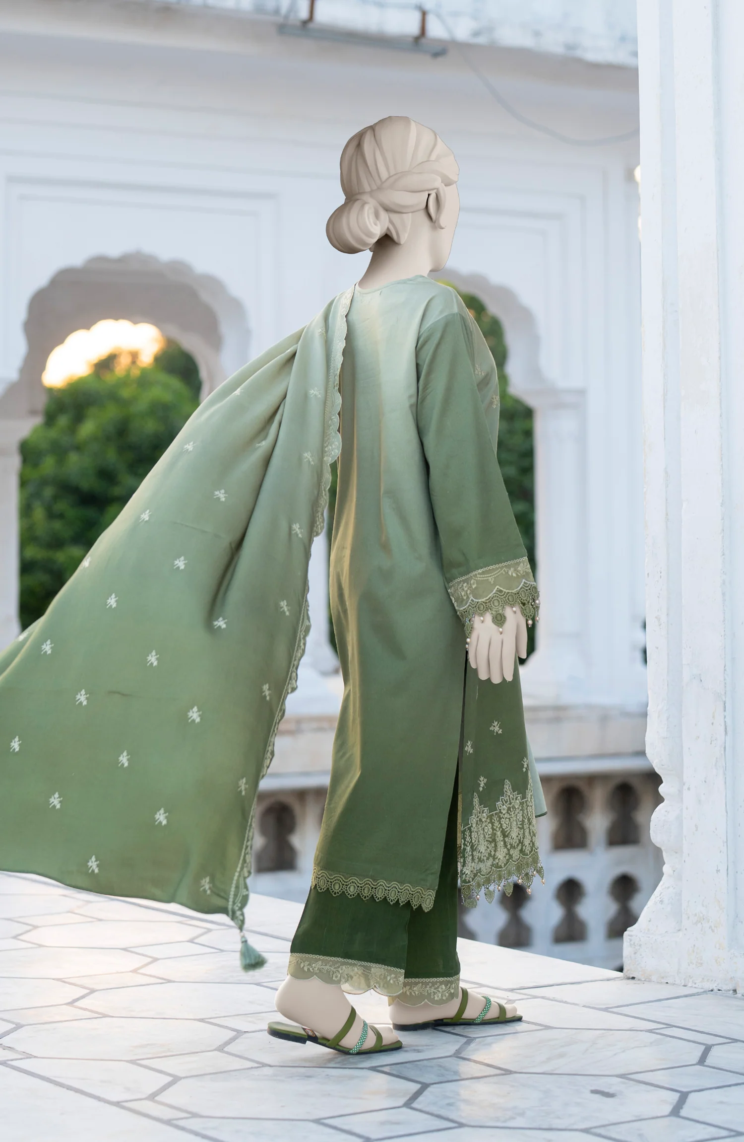EMBROIDERED TWILL VISCOSE 3 PCS UNSTITCHED - Image 3