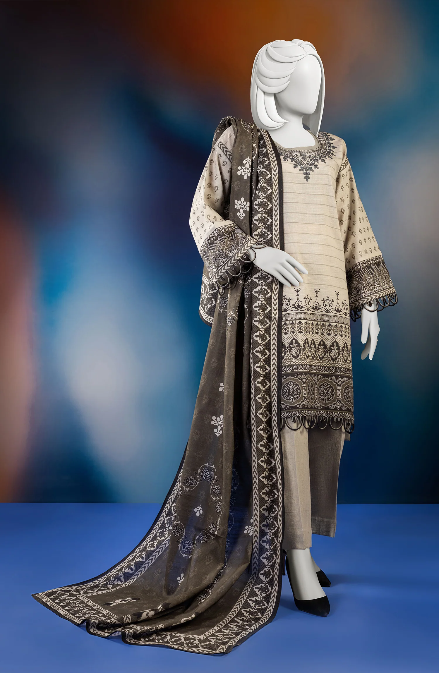 EMBROIDERY KHADDAR 3PC UNSTITCHED