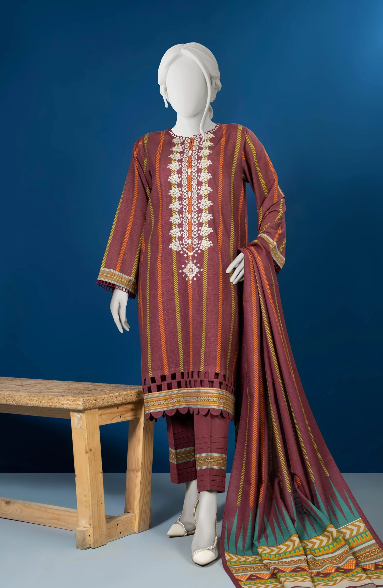 EMBROIDERY KHADDAR 3PC UNSTITCHED