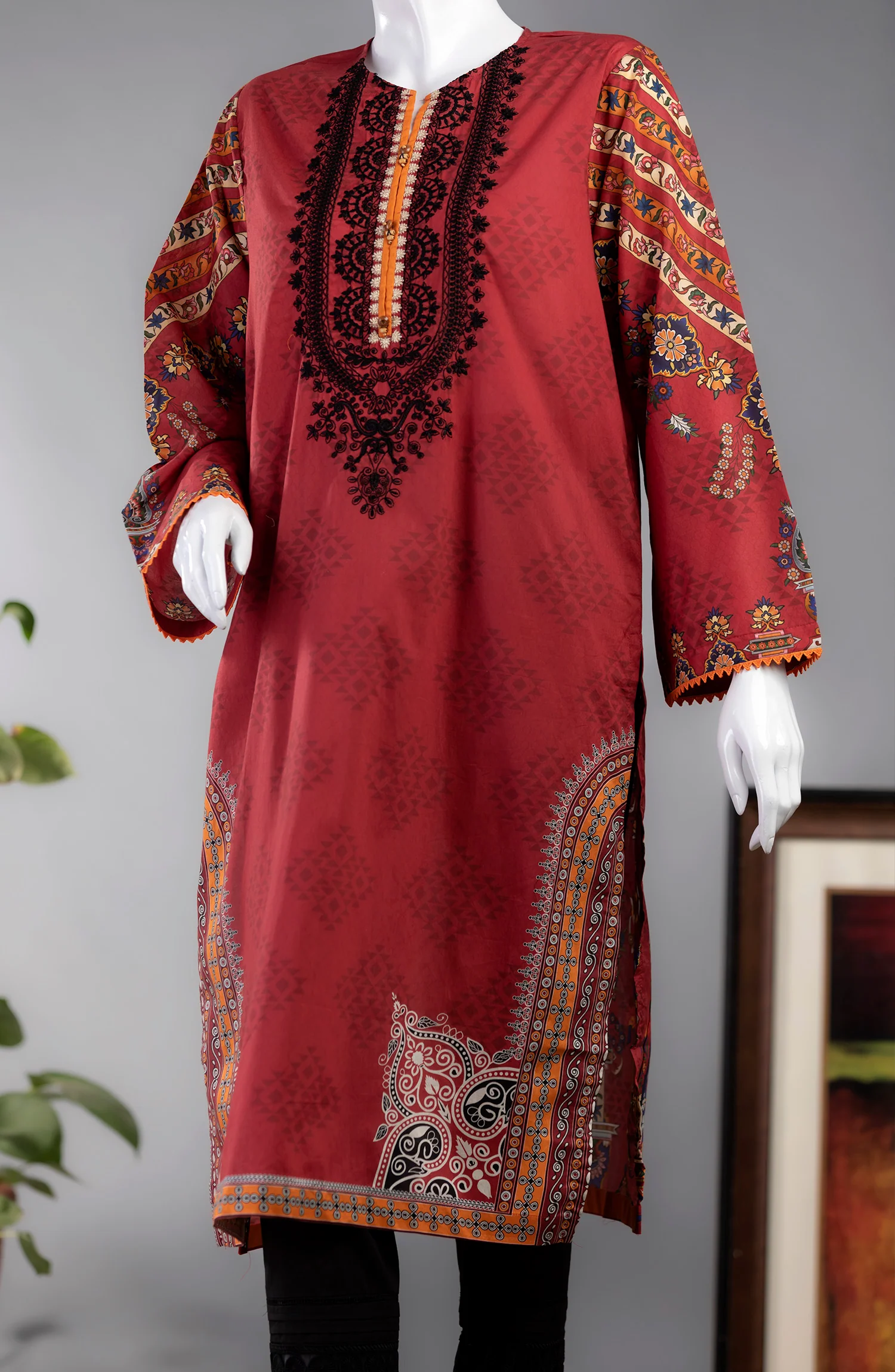 ETHNIC FLORAL LAWN PRINTED 1PC KURTI STITCHED - Image 2