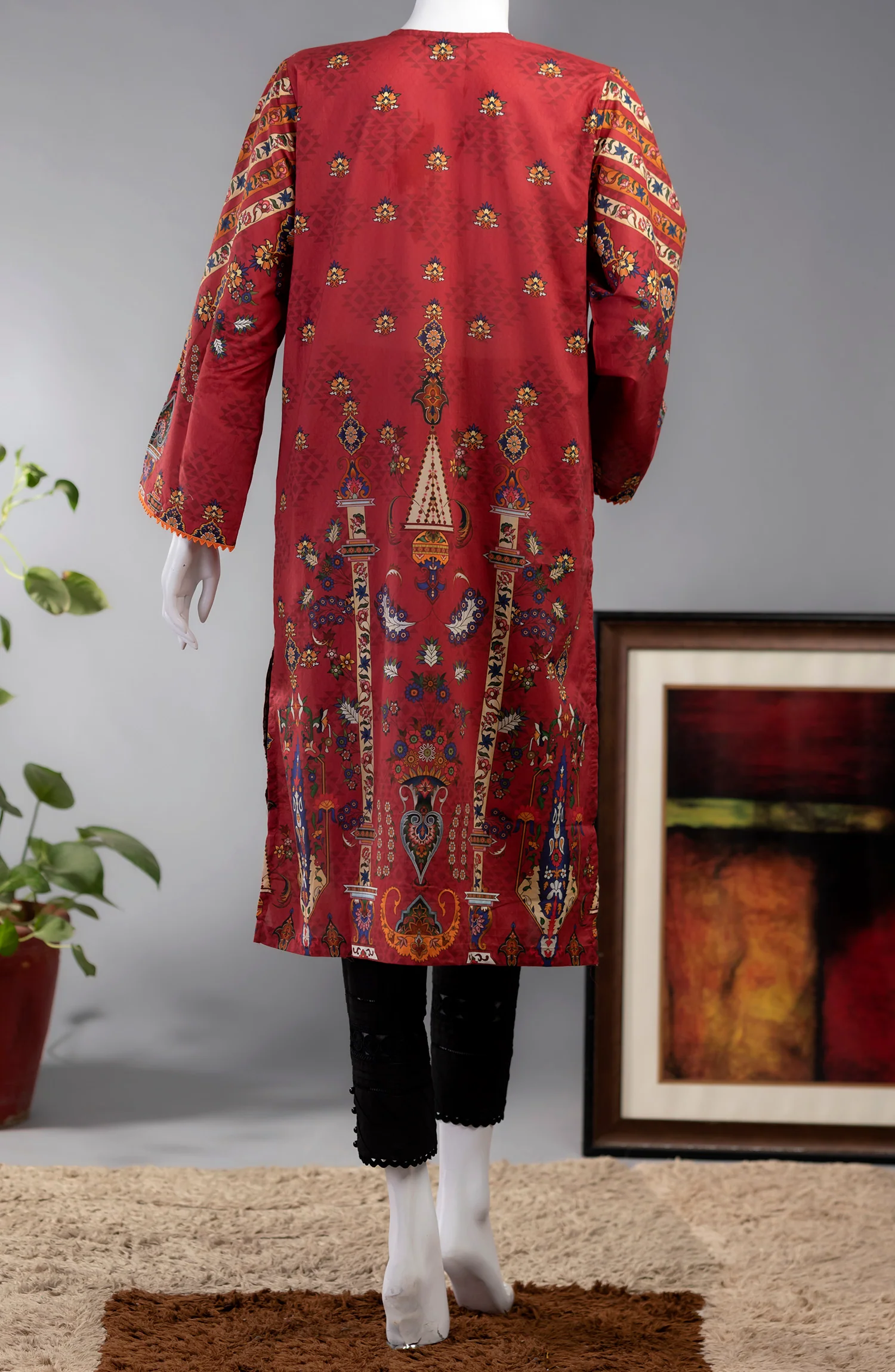 ETHNIC FLORAL LAWN PRINTED 1PC KURTI STITCHED - Image 3