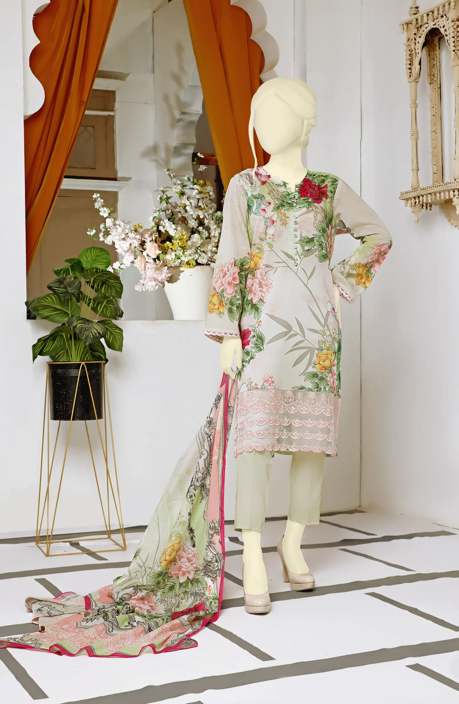 EXCLUSIVE COLLECTION'22 PETAL CROWN PRINTED LAWN 3PC UNSTITCHED