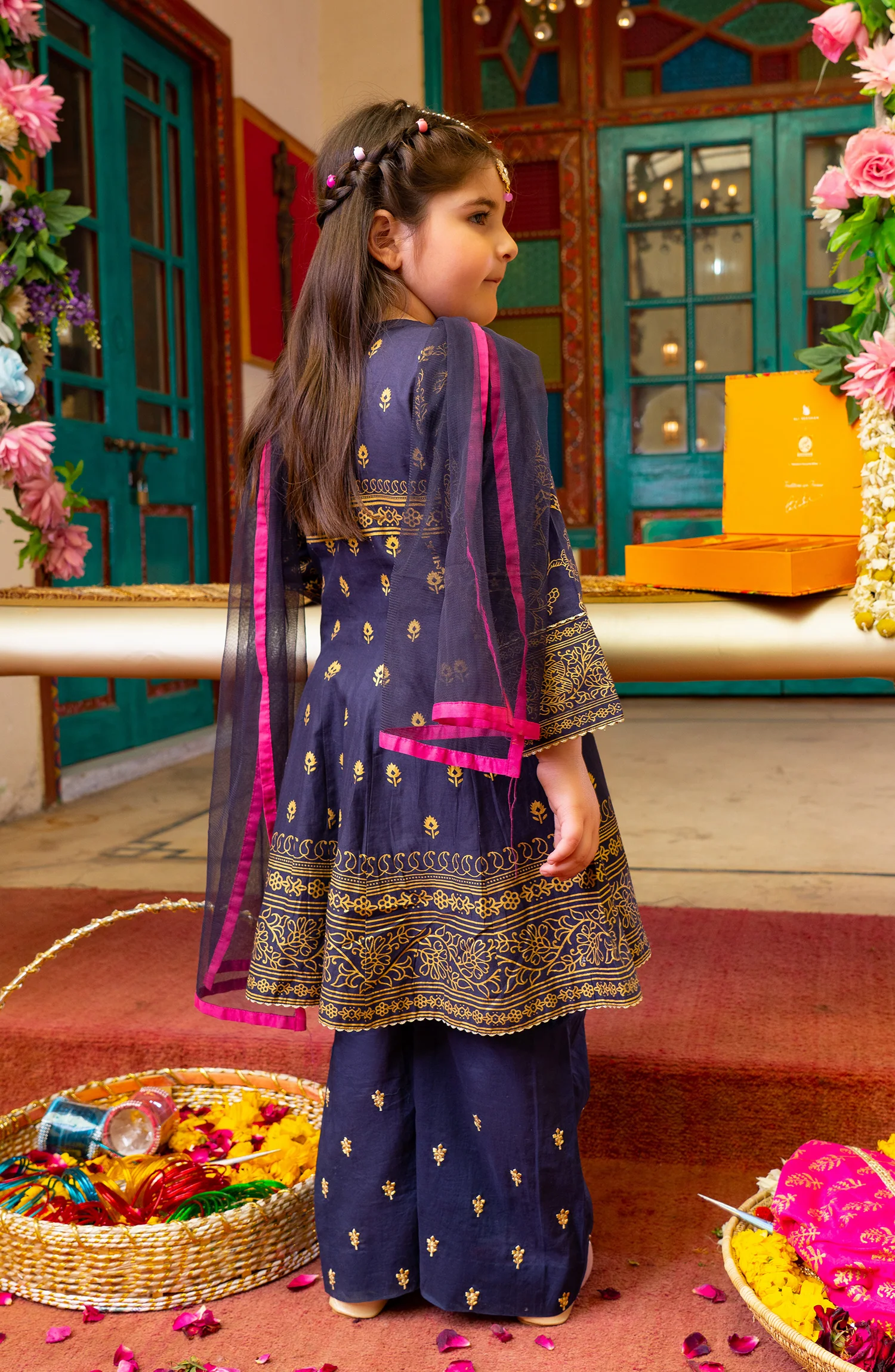FESTIVE'22 CHIRAGH SEMI FORMAL GIRLS 3PC STITCHED SUIT - Image 2