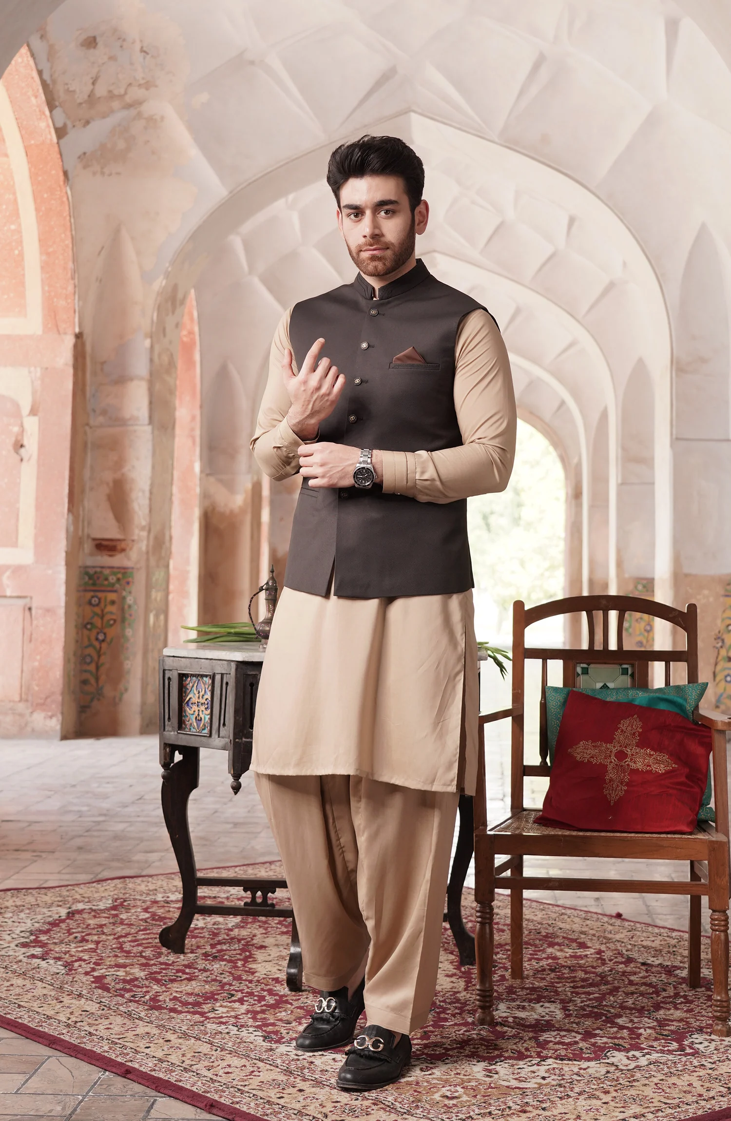 FESTIVE'22 FORMAL STYLING WAISTCOAT BLACK - Image 2