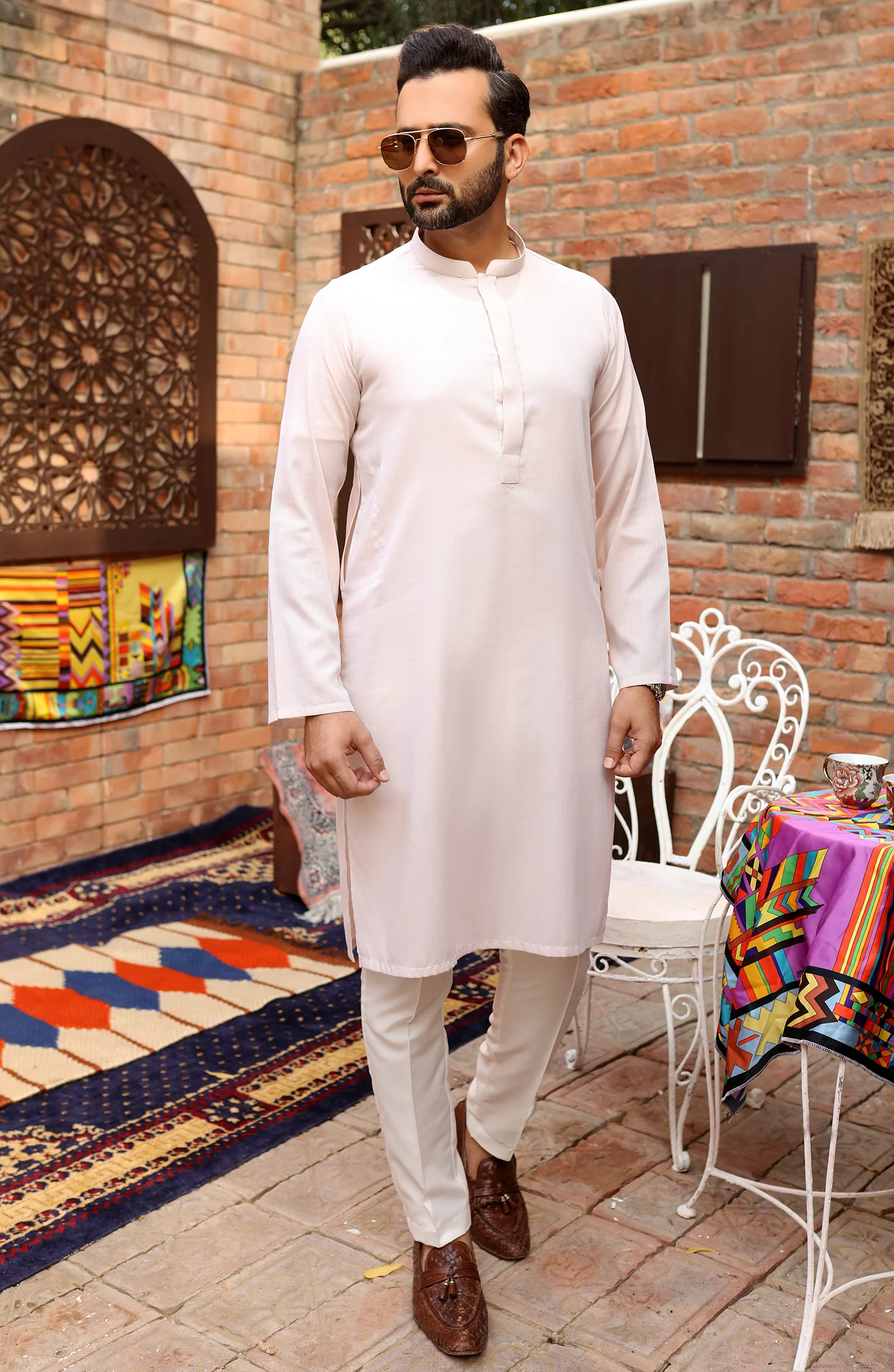 FESTIVE'22 MEN KURTA PLAIN PEACH - Image 2