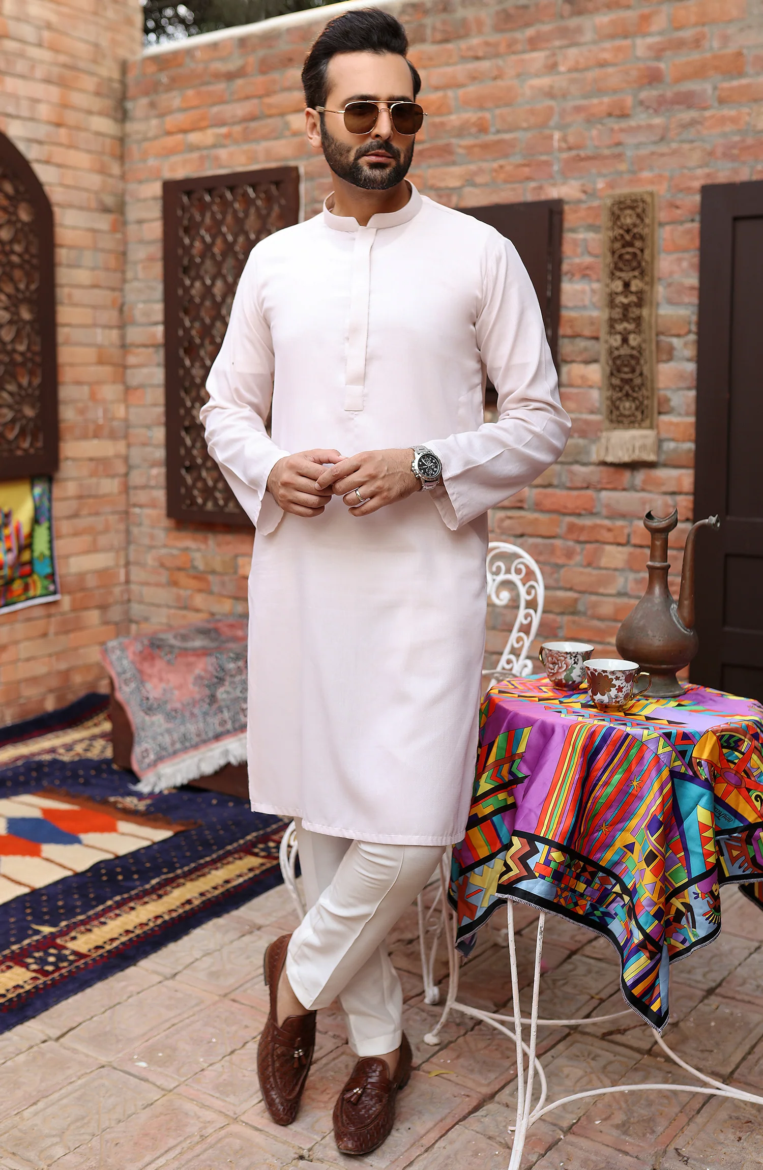 FESTIVE'22 MEN KURTA PLAIN PEACH - Image 3