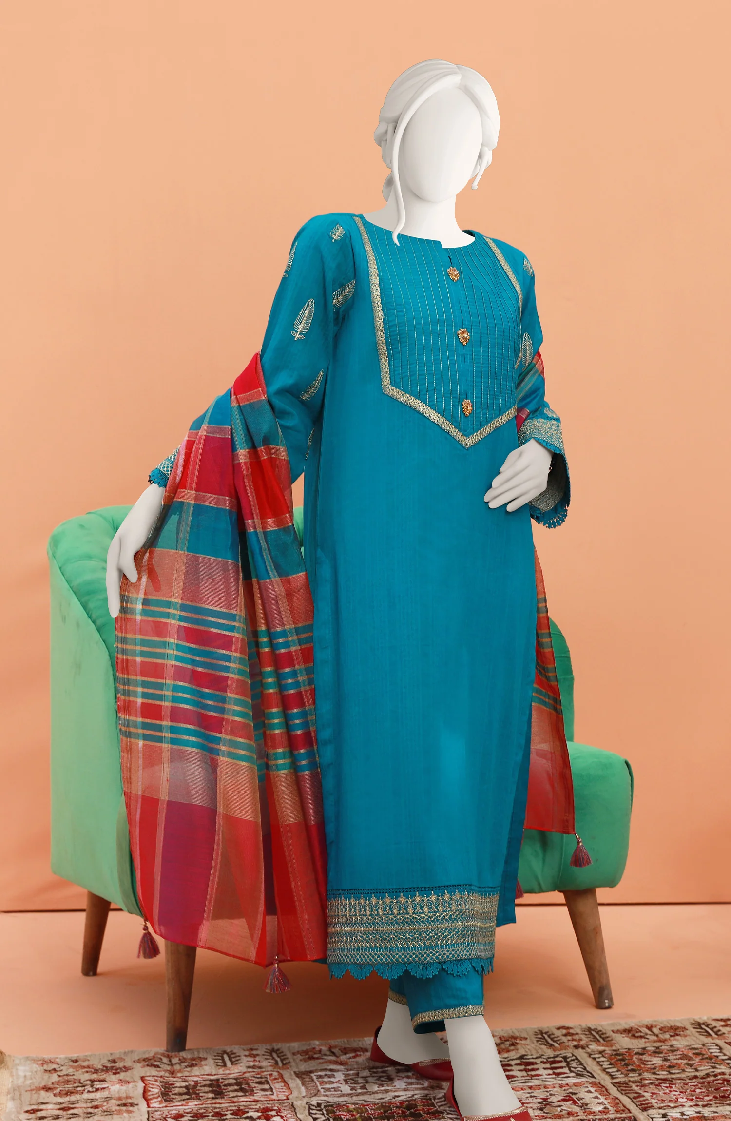 FESTIVE'23 EMBROIDERED TRIBAL STEM STITCHED 3PC SUIT