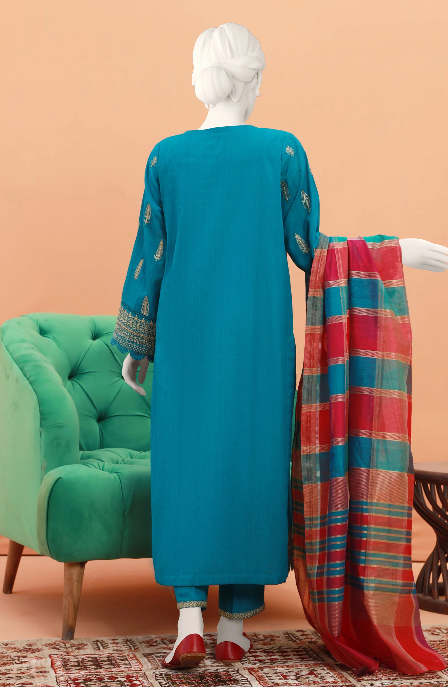 FESTIVE'23 EMBROIDERED TRIBAL STEM STITCHED 3PC SUIT - Image 2