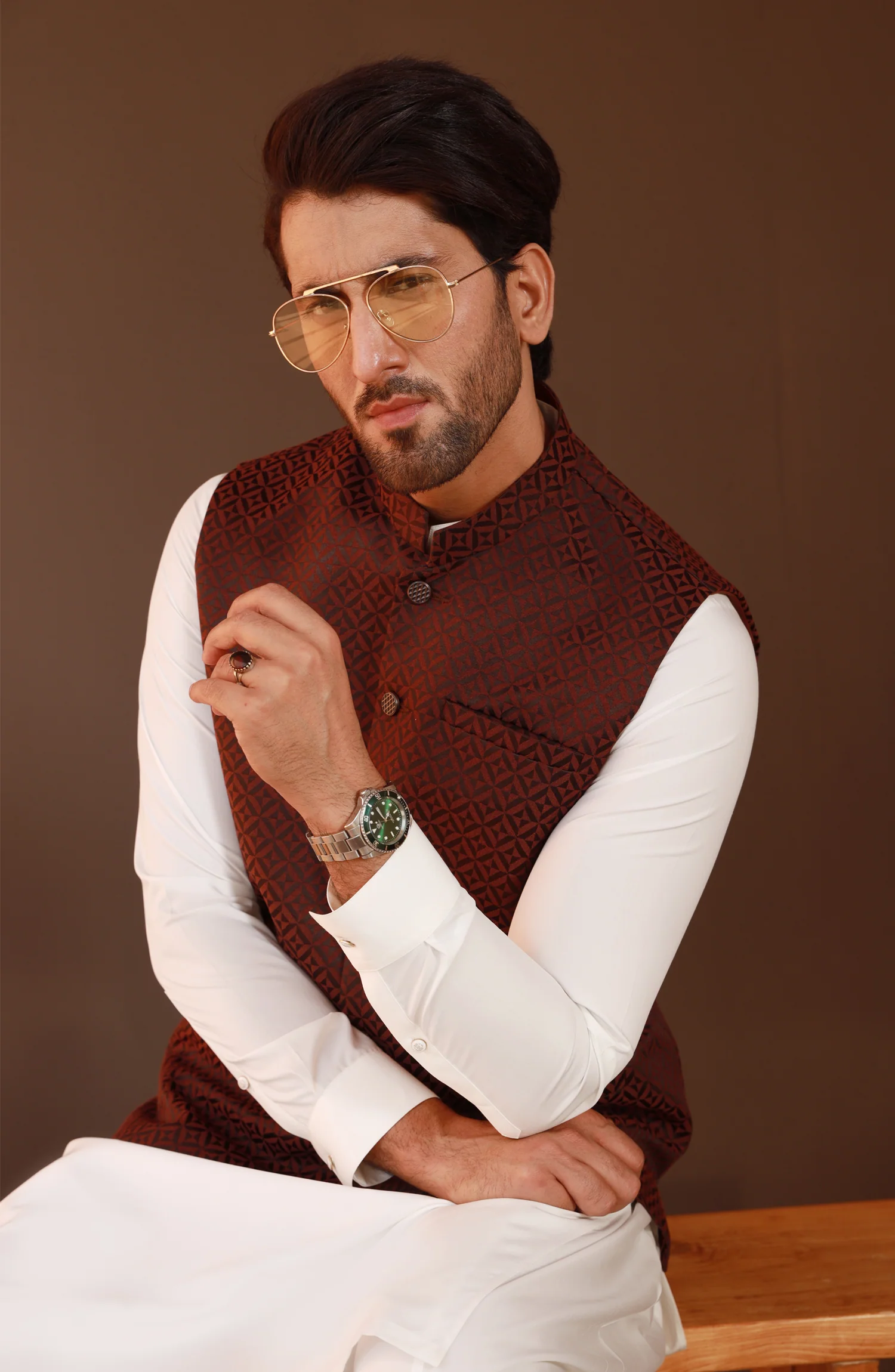 FESTIVE'23 FORMAL PLAIN WAISTCOAT BROWN - Image 2