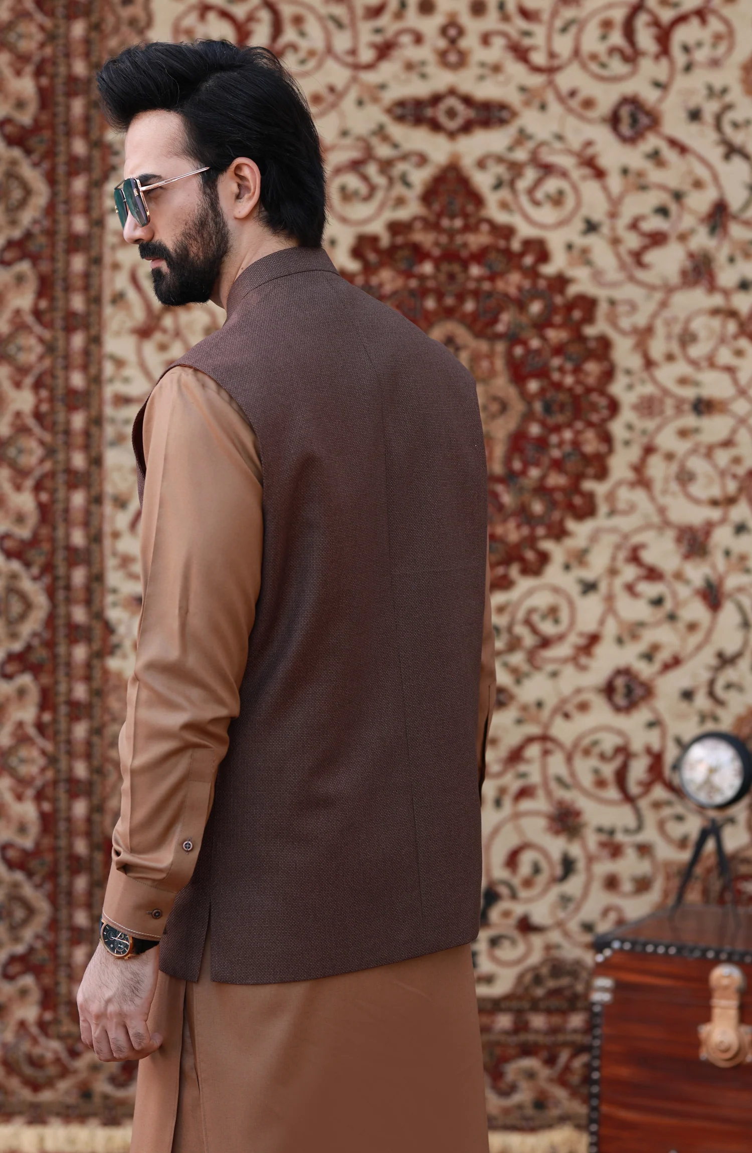 FESTIVE'23 FORMAL PLAIN WAISTCOAT DARK BROWN - Image 3