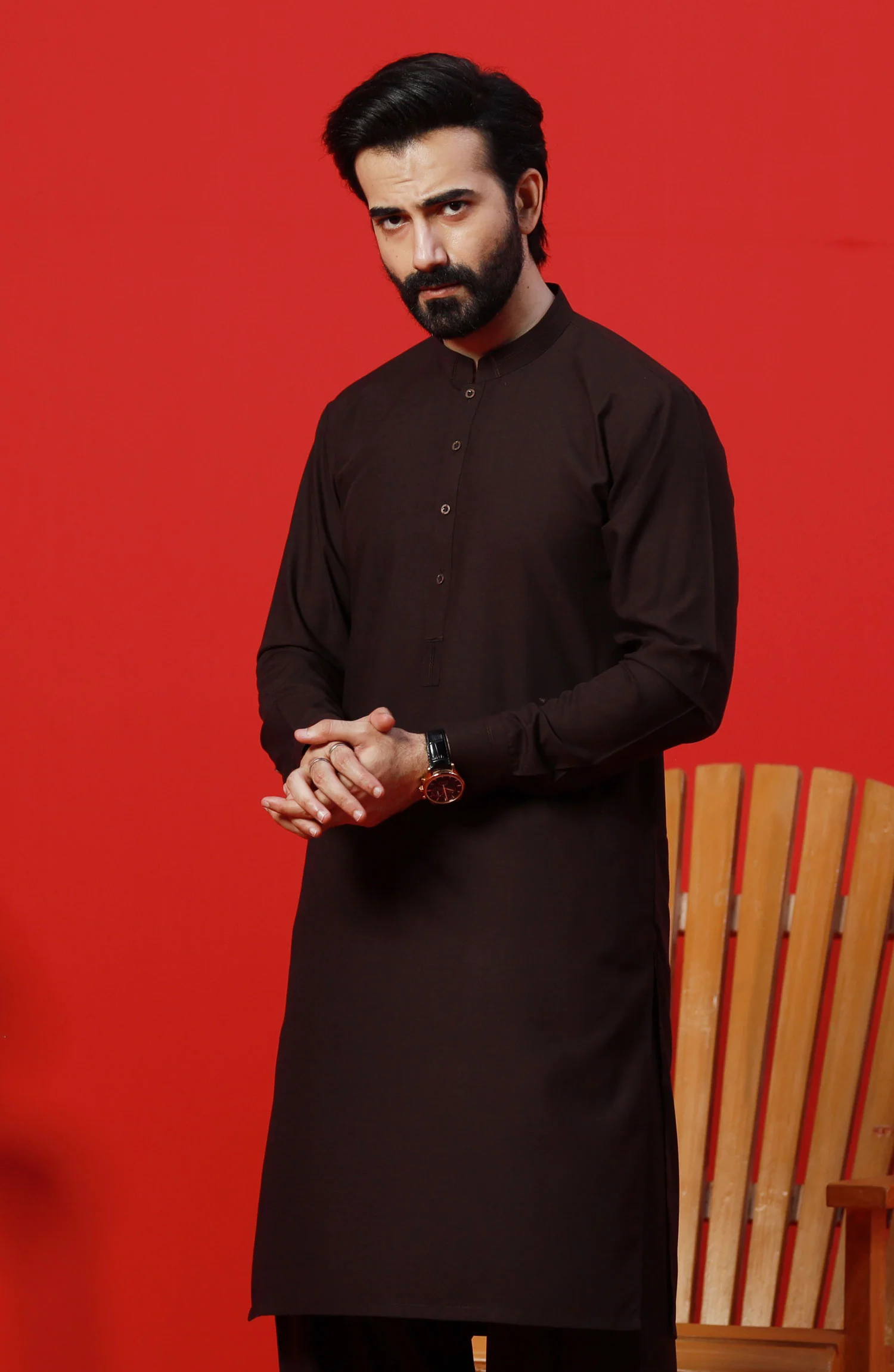 FESTIVE'23 MEN KAMEEZ SHALWAR CASUAL CHOCOLATE - Image 3