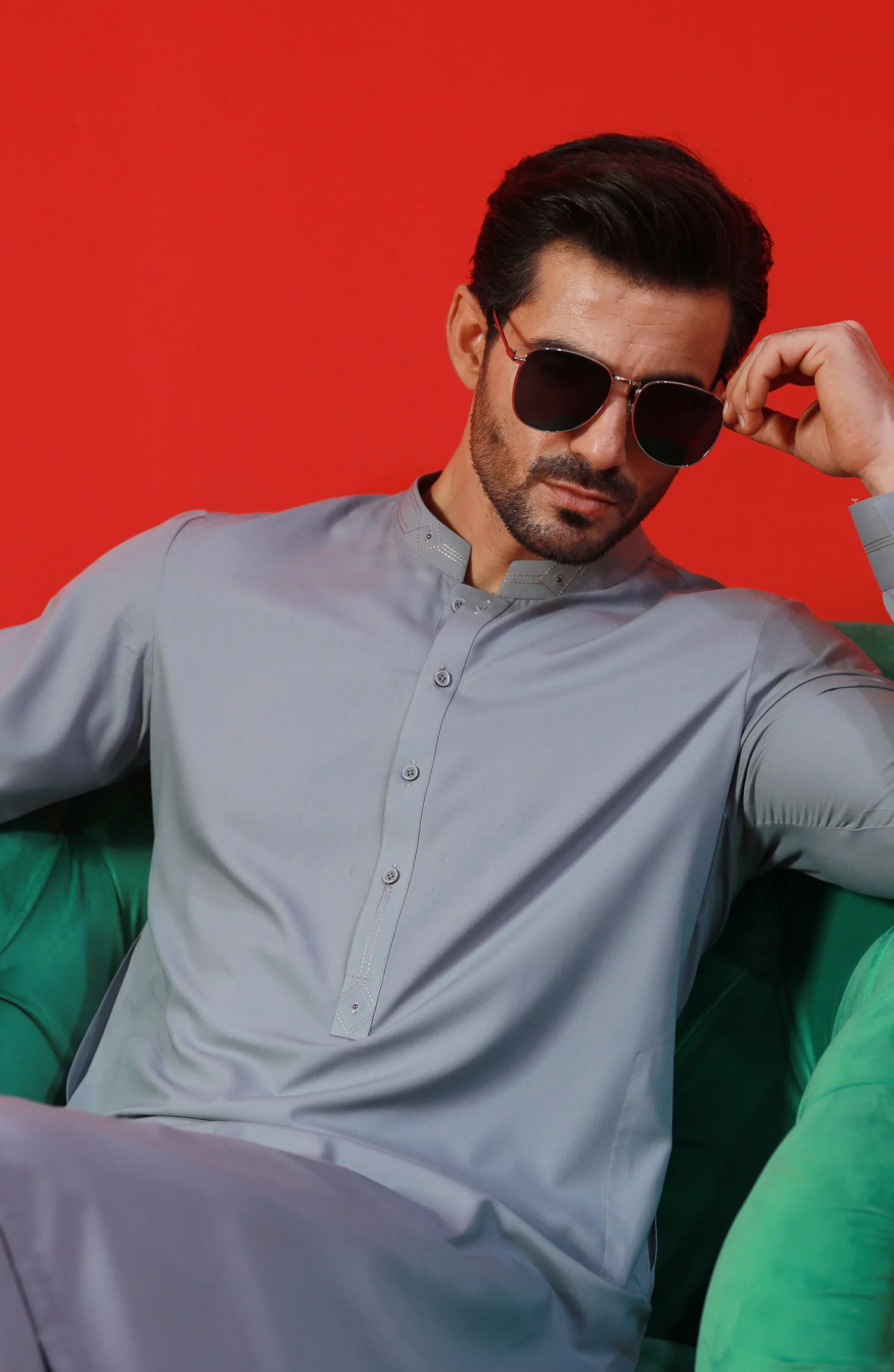 FESTIVE'23 MEN KAMEEZ SHALWAR CASUAL LIGHT GREY - Image 2