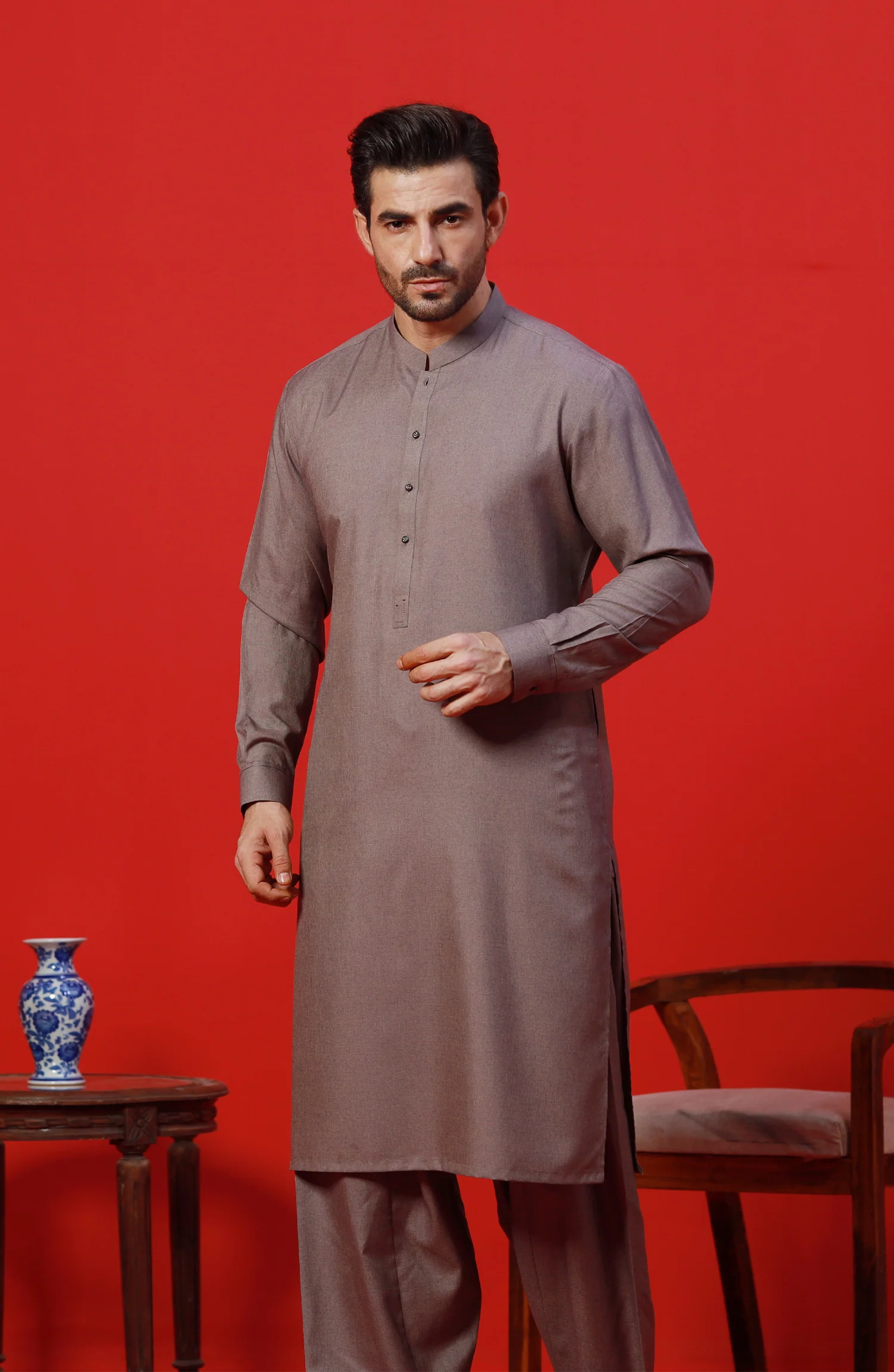 FESTIVE'23 MEN KAMEEZ SHALWAR CASUAL LIGHT PURPLE