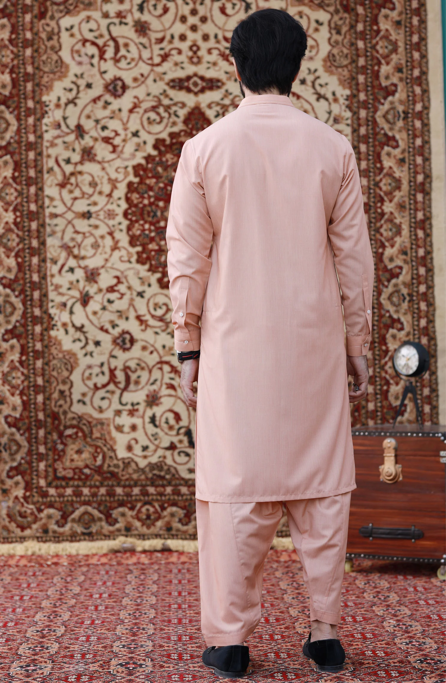 FESTIVE'23 MEN KAMEEZ SHALWAR CASUAL PEACH - Image 3