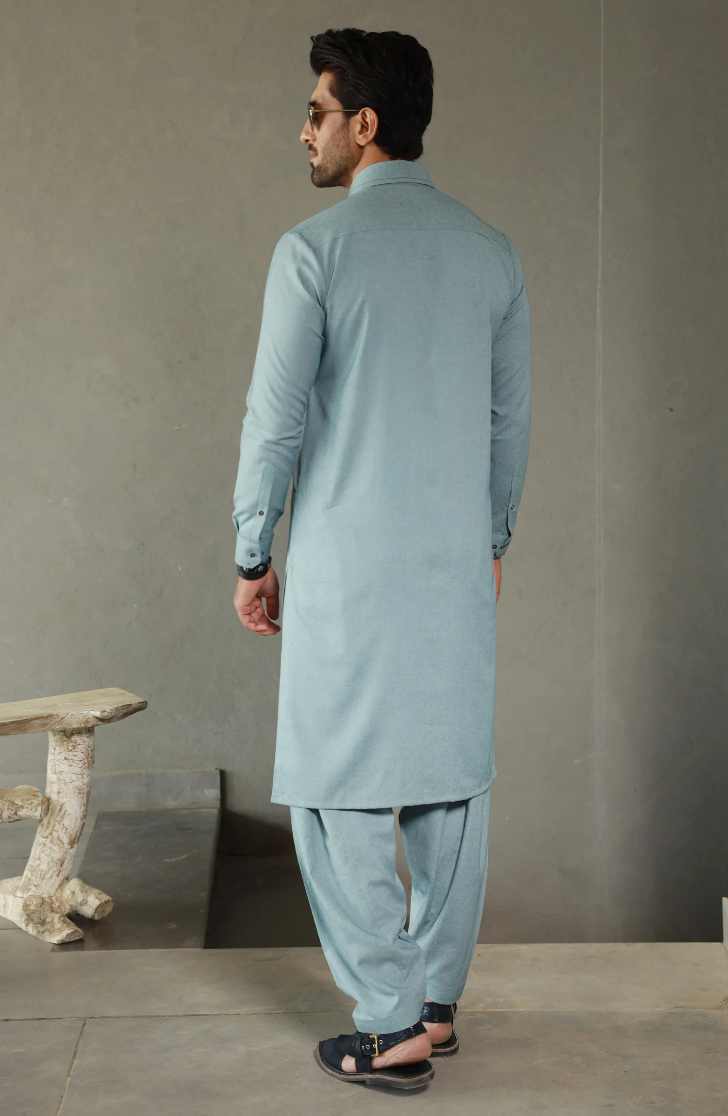 FESTIVE'23 MEN KAMEEZ SHALWAR CASUAL TURQUOISE - Image 3
